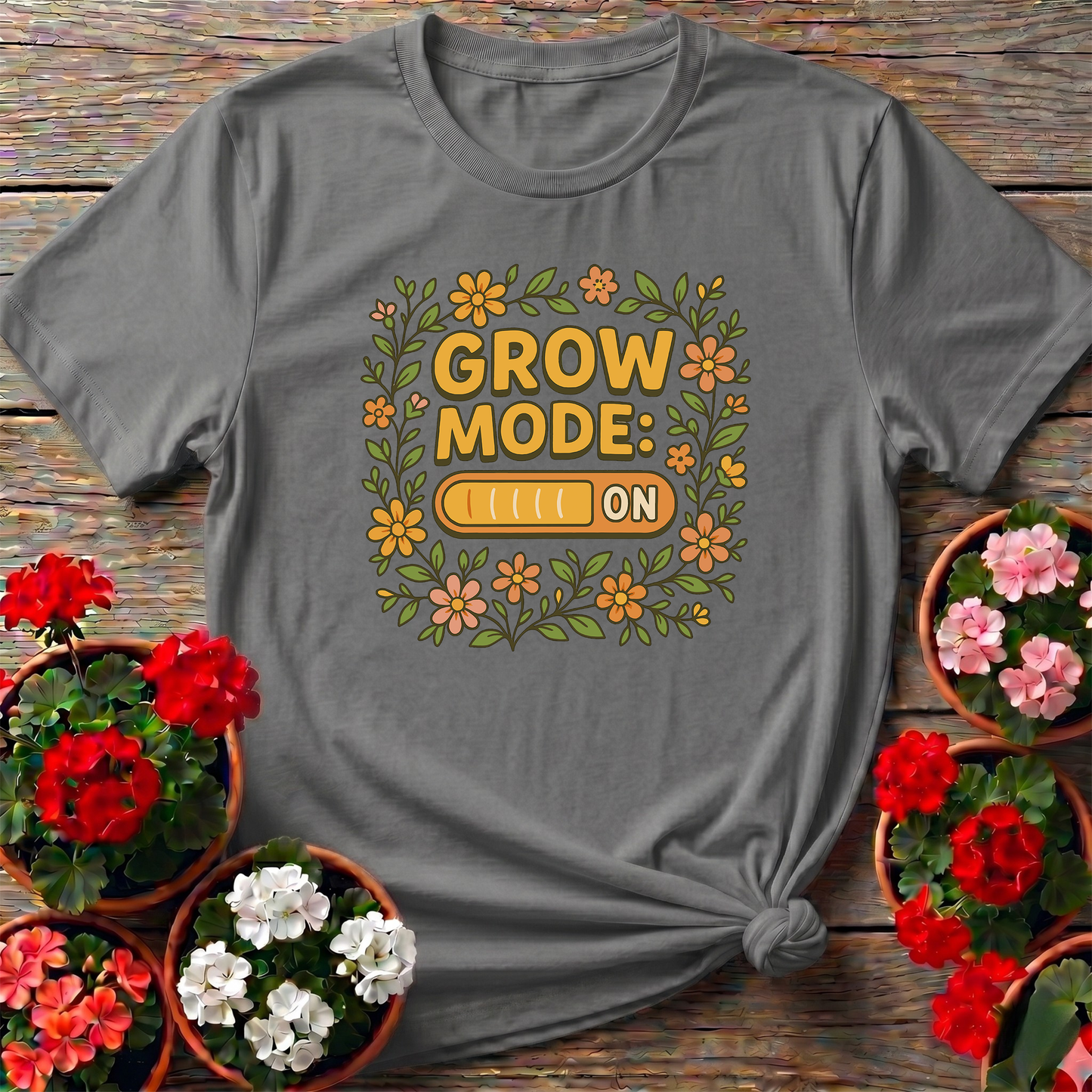 Grow Mode On Retro Floral T-shirt
