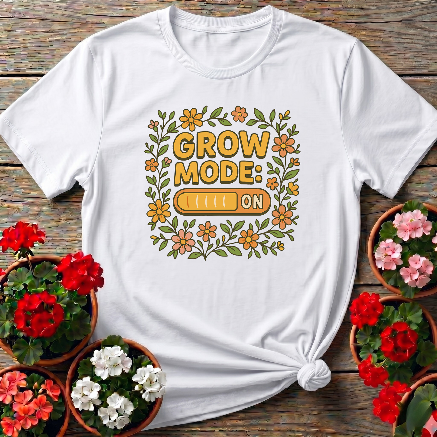 Grow Mode On Retro Floral T-shirt