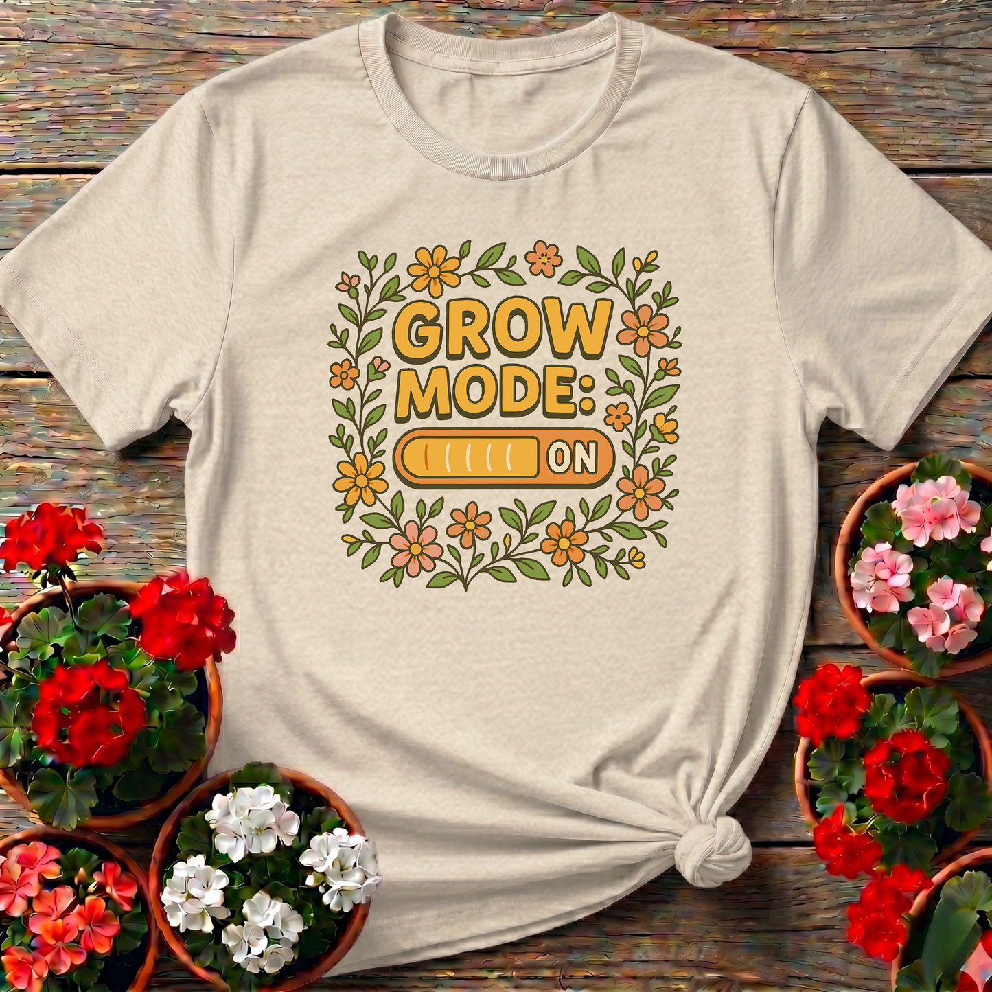 Grow Mode On Retro Floral T-shirt