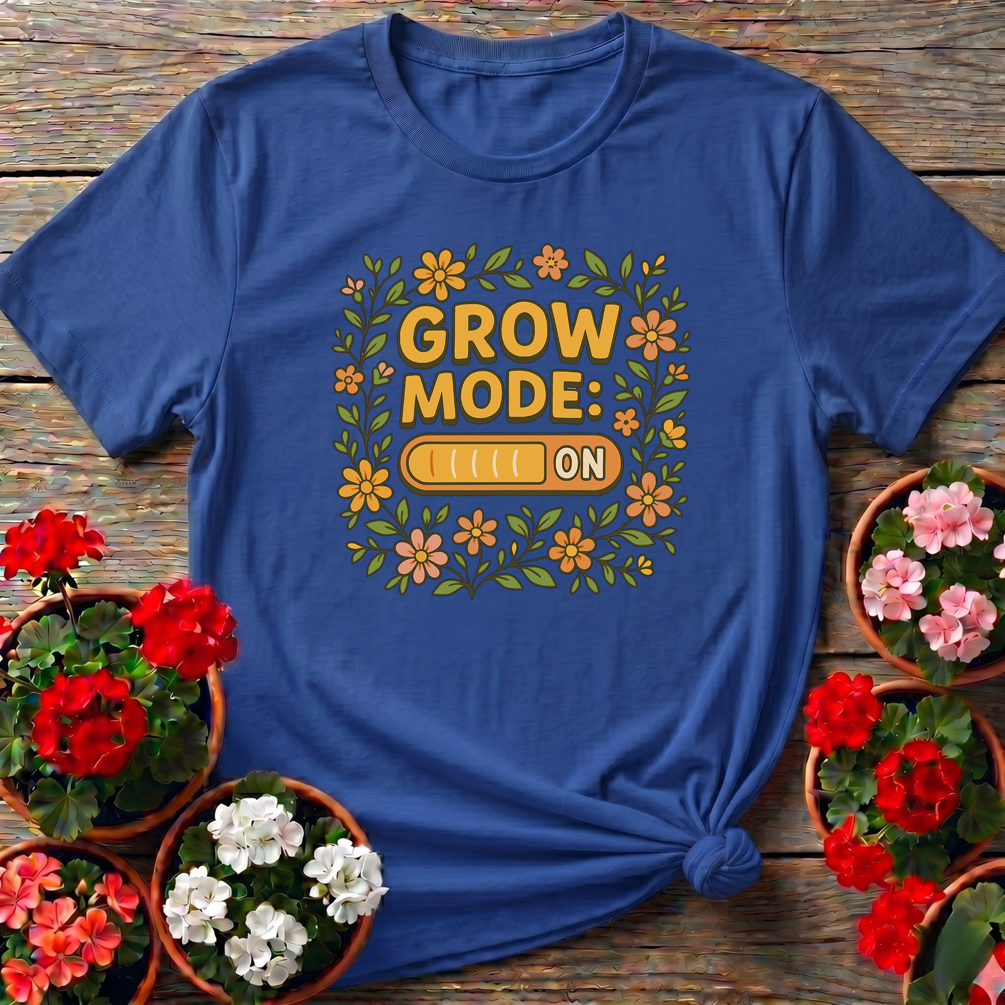 Grow Mode On Retro Floral T-shirt