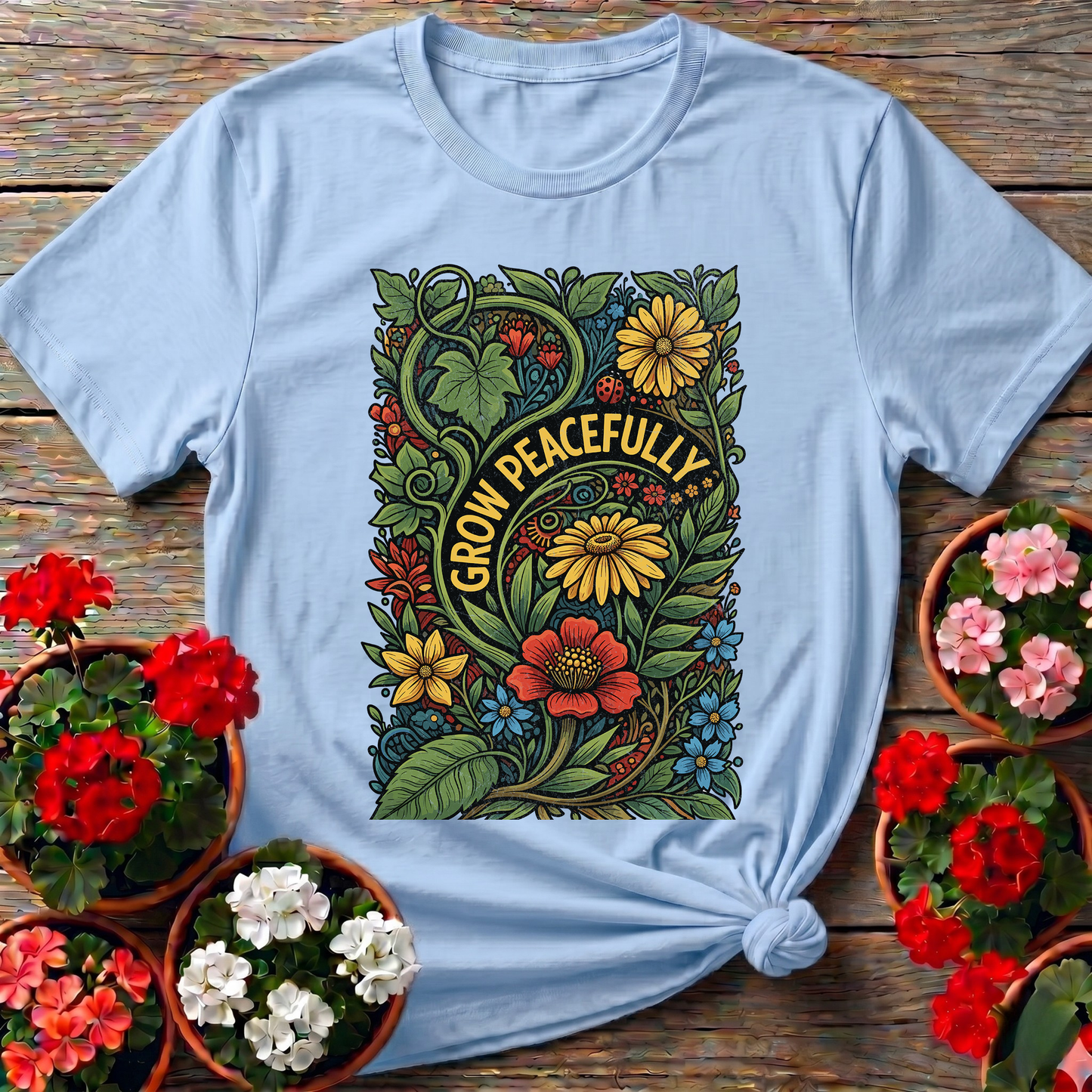 Grow Peacefully Mindful Garden Graphic Tee