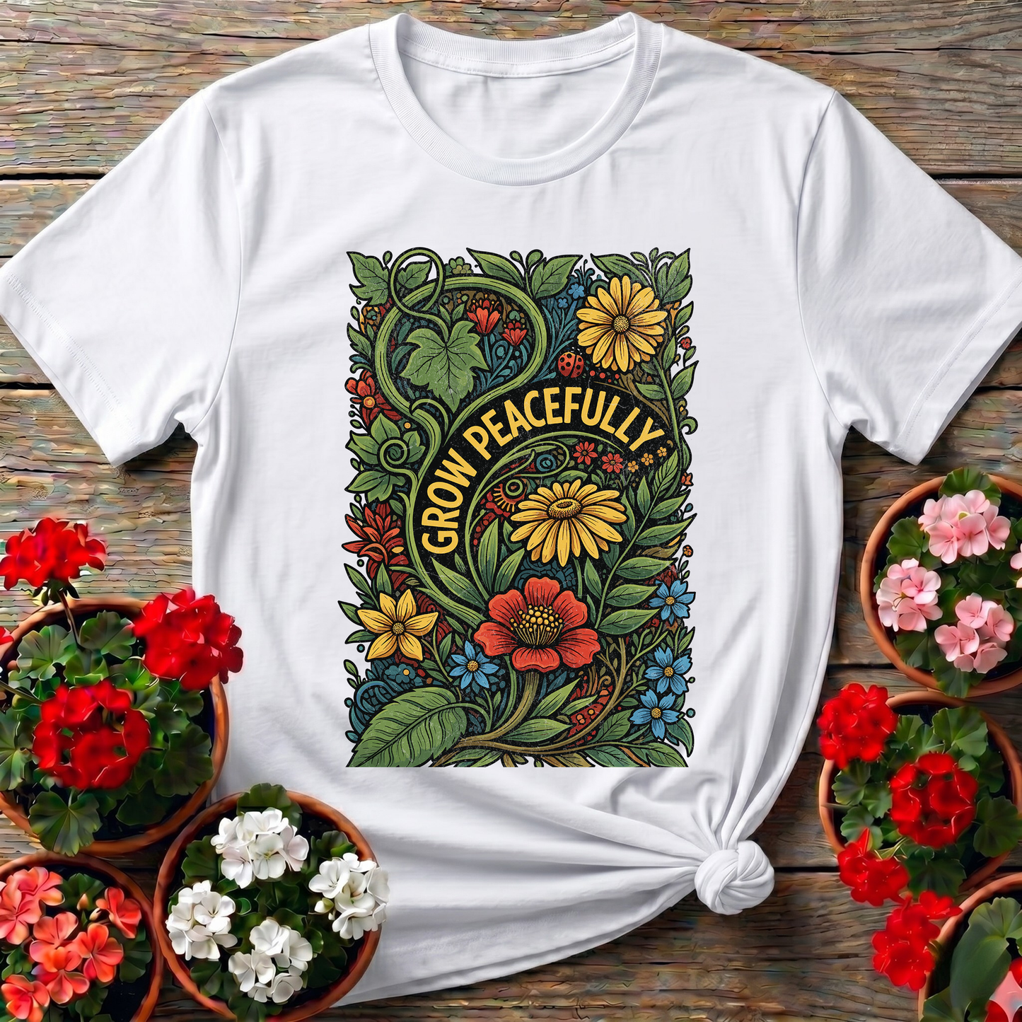 Grow Peacefully Mindful Garden Graphic Tee
