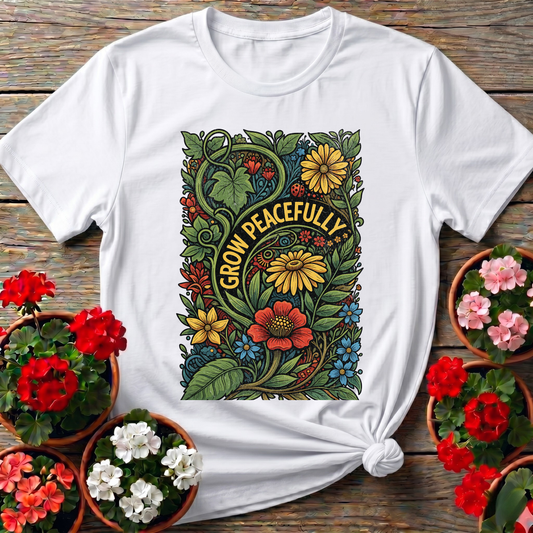 Grow Peacefully Mindful Garden Graphic Tee