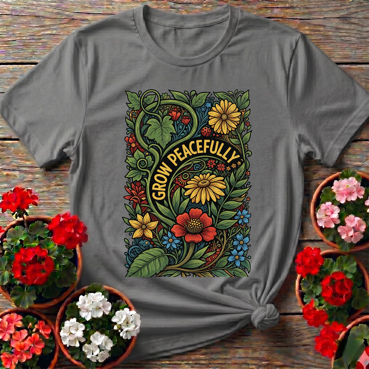 Grow Peacefully Mindful Garden Graphic Tee
