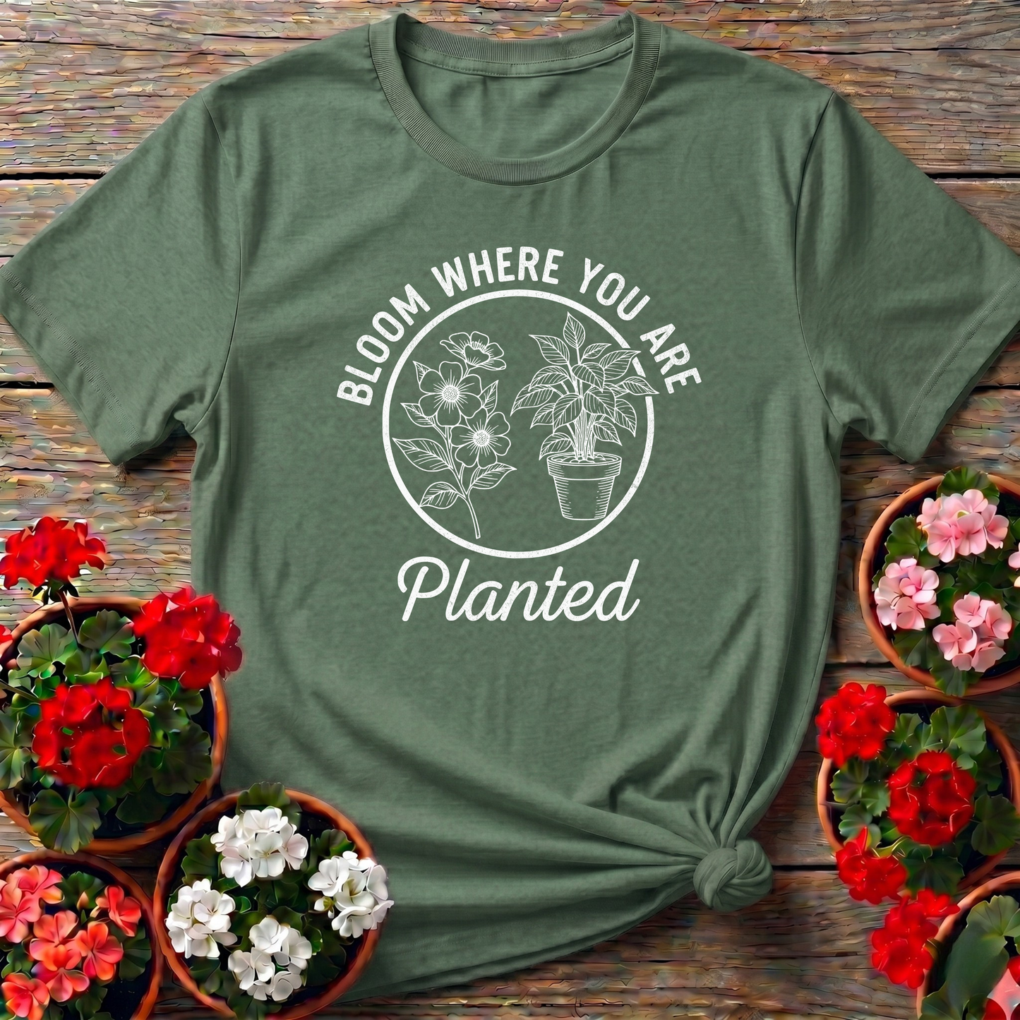 Bloom Where You Are Planted Sustainable Living Tee