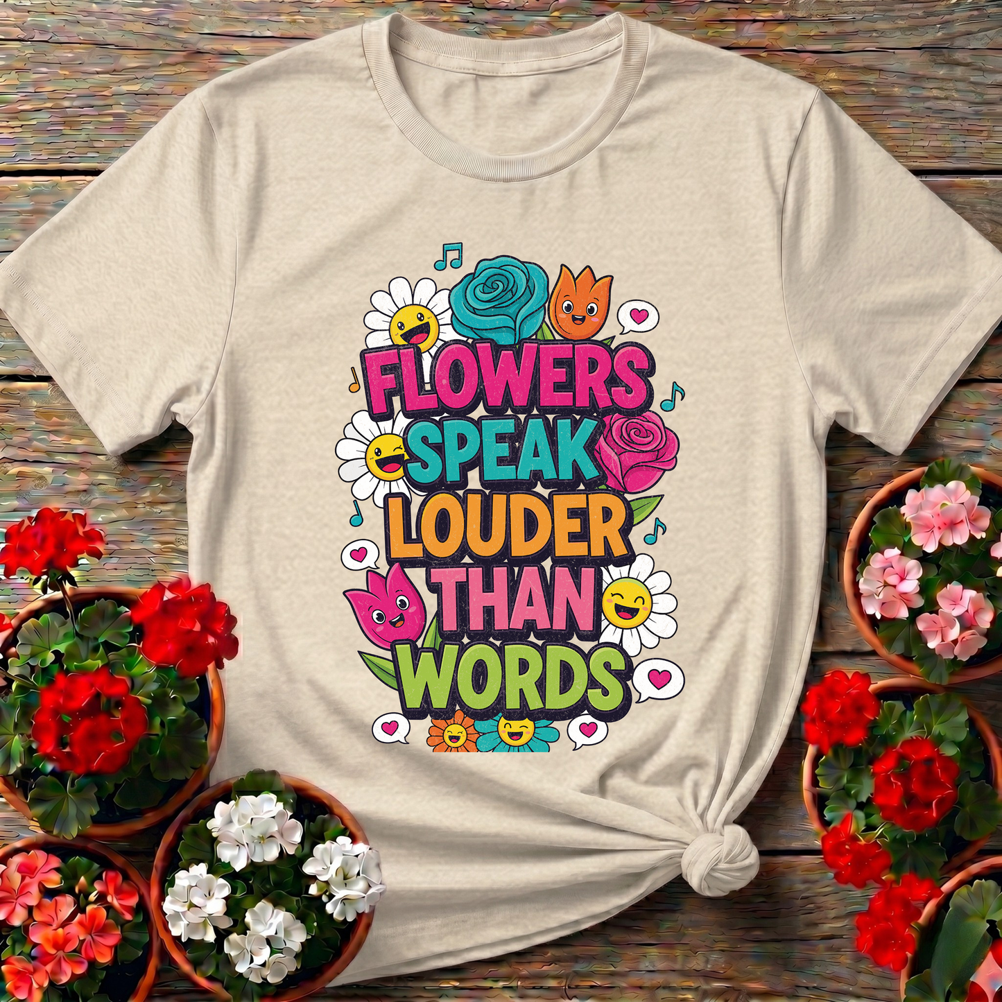 Flowers Speak Louder Than Words Floral Quote Tee