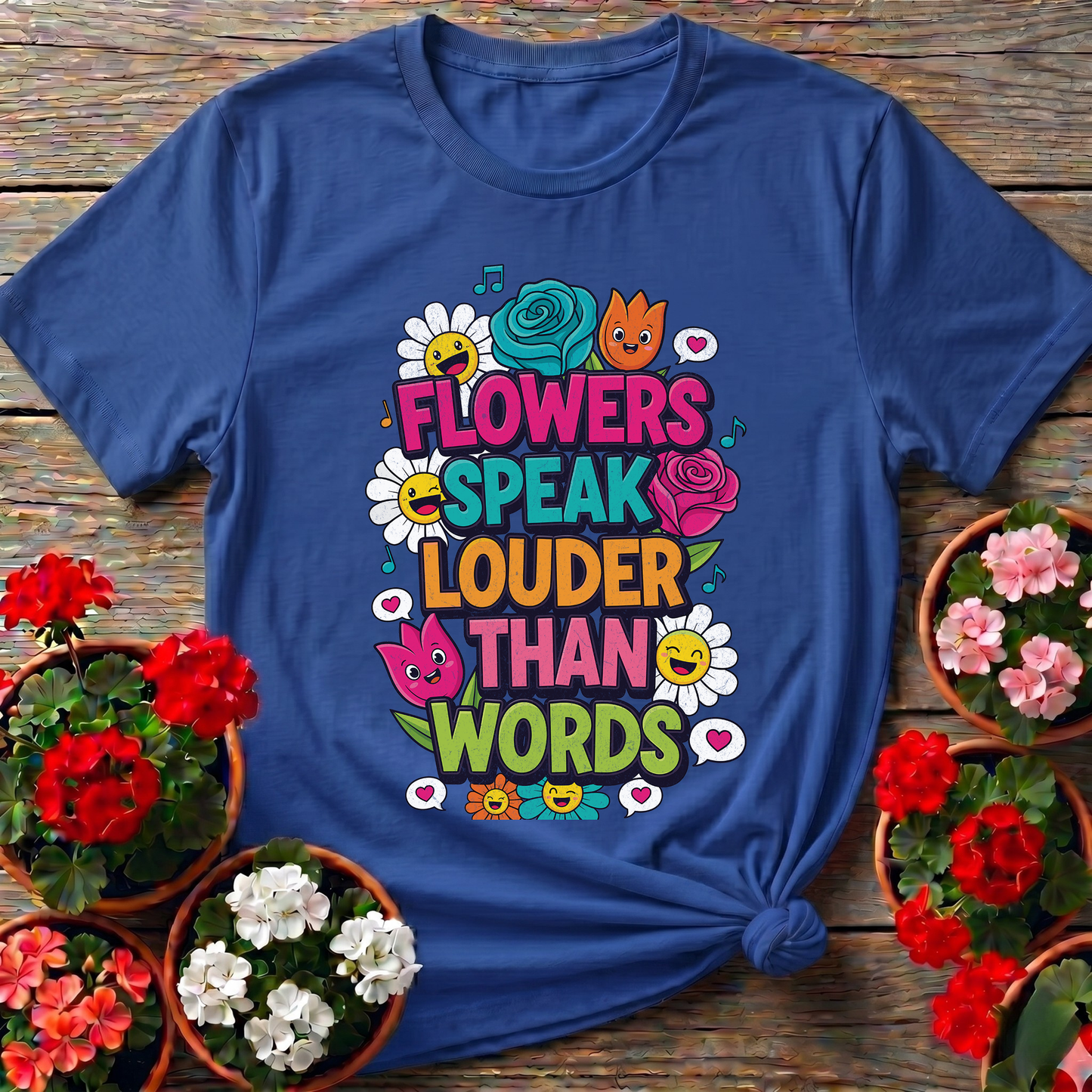 Flowers Speak Louder Than Words Floral Quote Tee