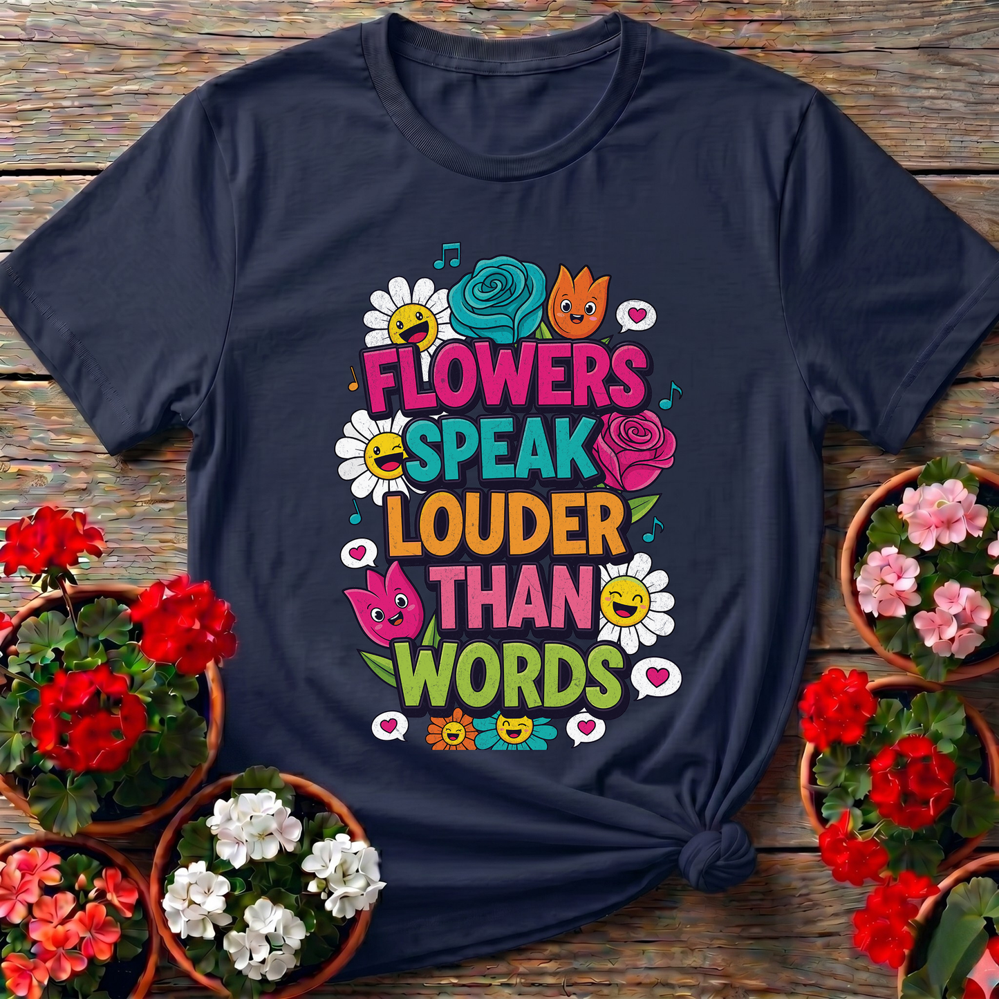 Flowers Speak Louder Than Words Floral Quote Tee