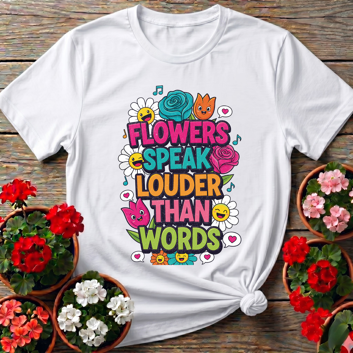 Flowers Speak Louder Than Words Floral Quote Tee