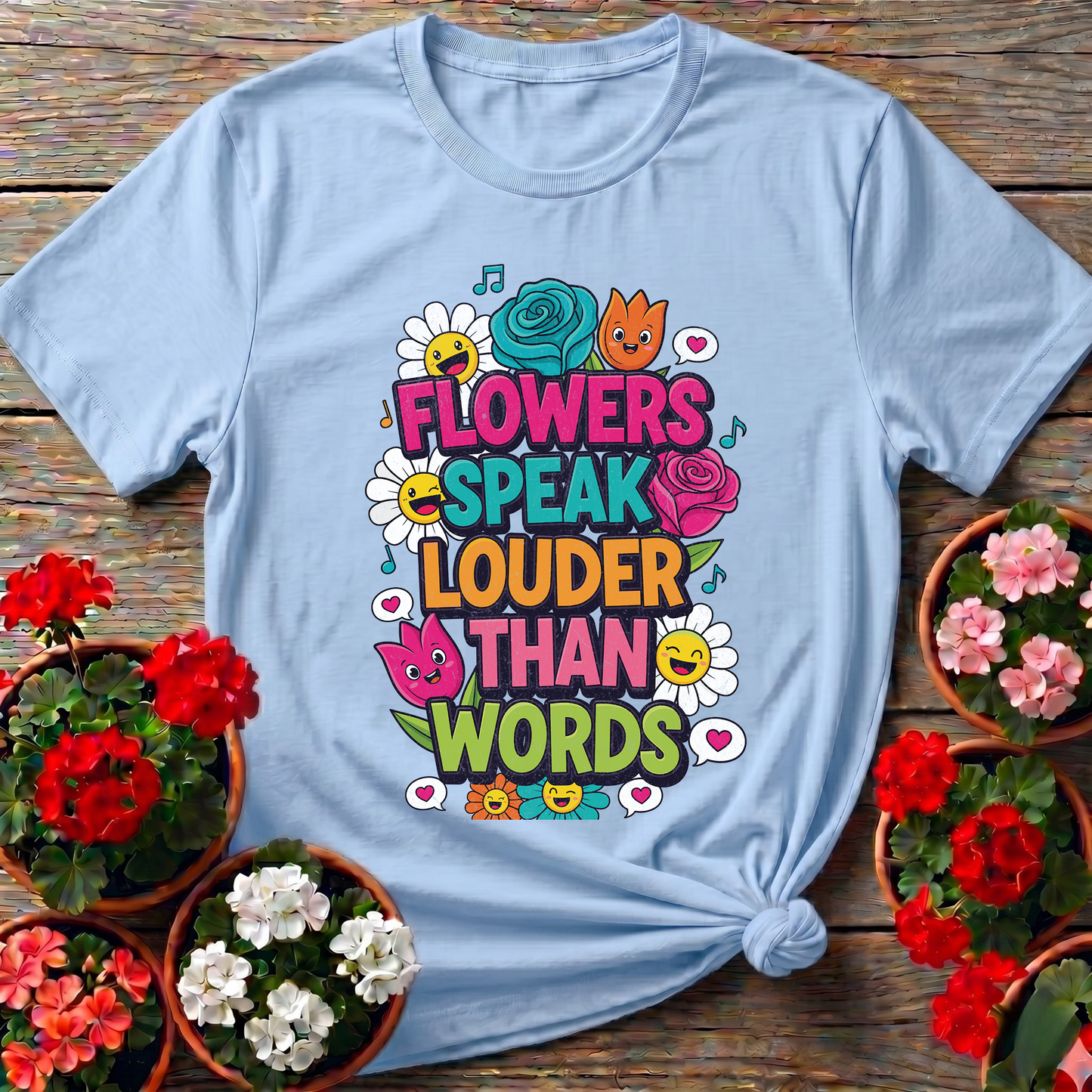 Flowers Speak Louder Than Words Floral Quote Tee