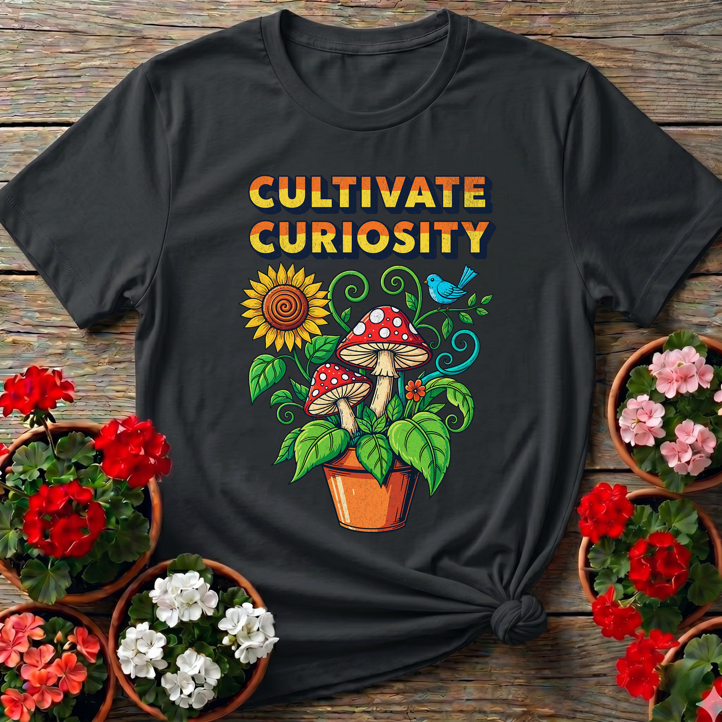 Cultivate Curiosity Vintage Mushroom Botanical Tee
