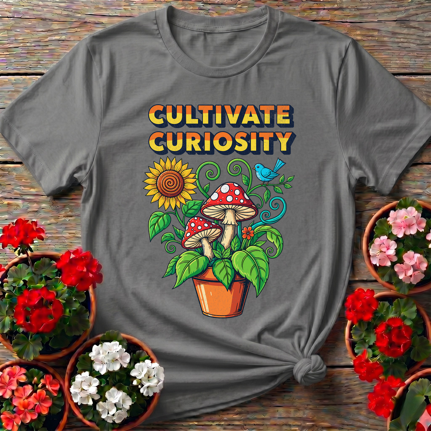 Cultivate Curiosity Vintage Mushroom Botanical Tee