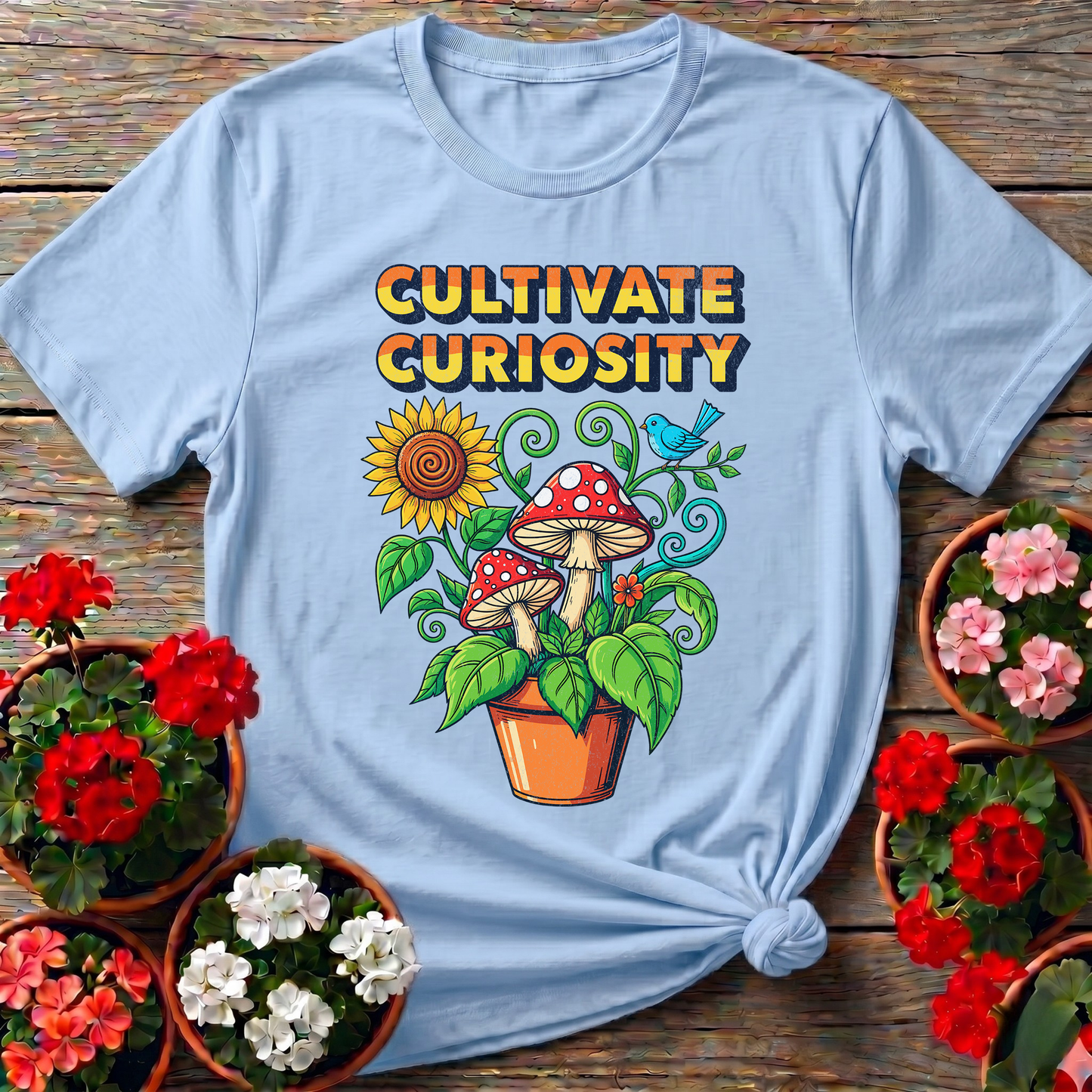Cultivate Curiosity Vintage Mushroom Botanical Tee