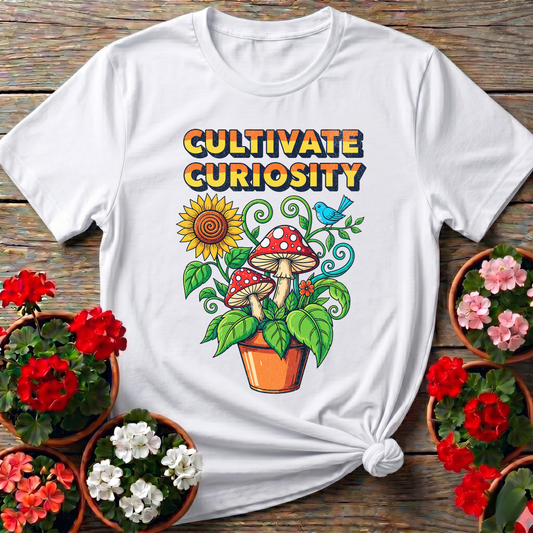 Cultivate Curiosity Vintage Mushroom Botanical Tee