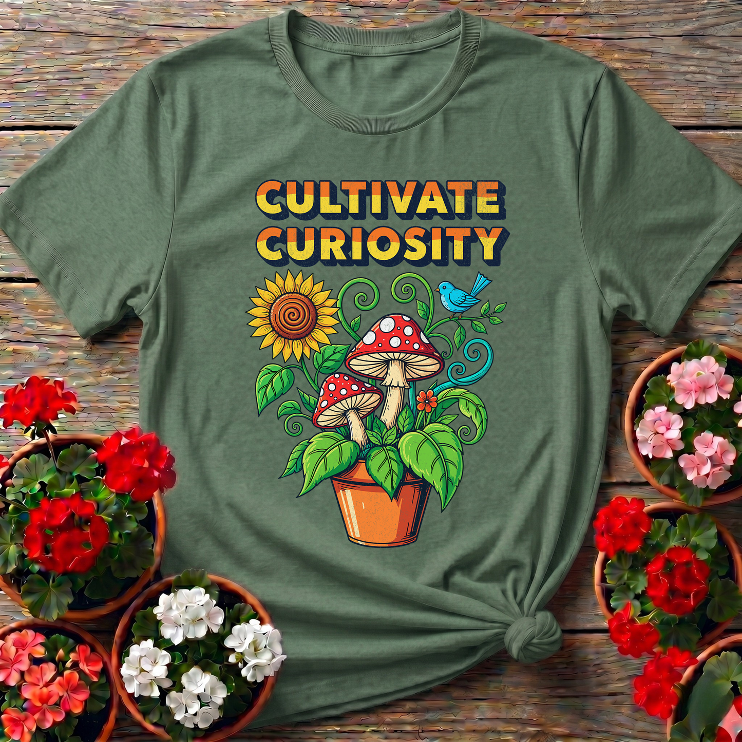 Cultivate Curiosity Vintage Mushroom Botanical Tee