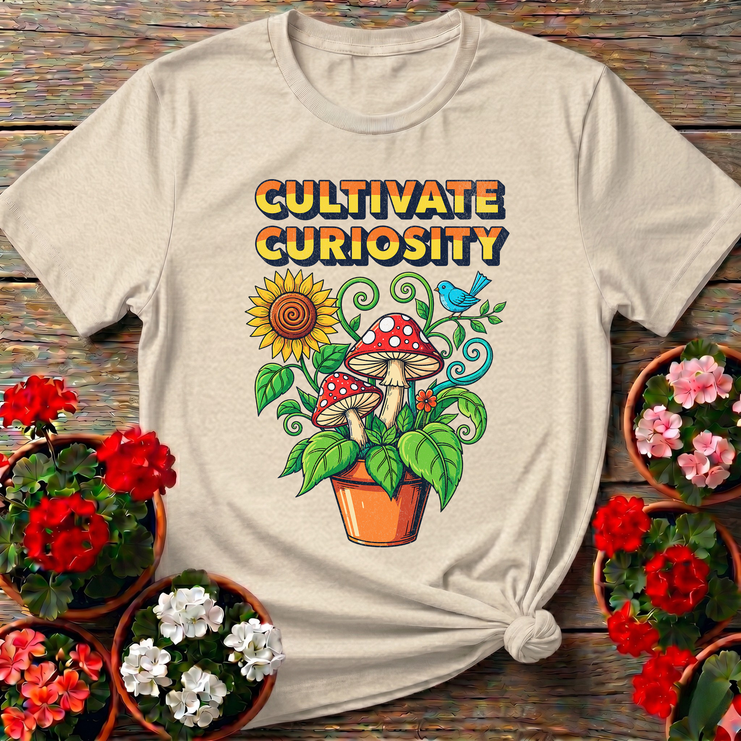 Cultivate Curiosity Vintage Mushroom Botanical Tee