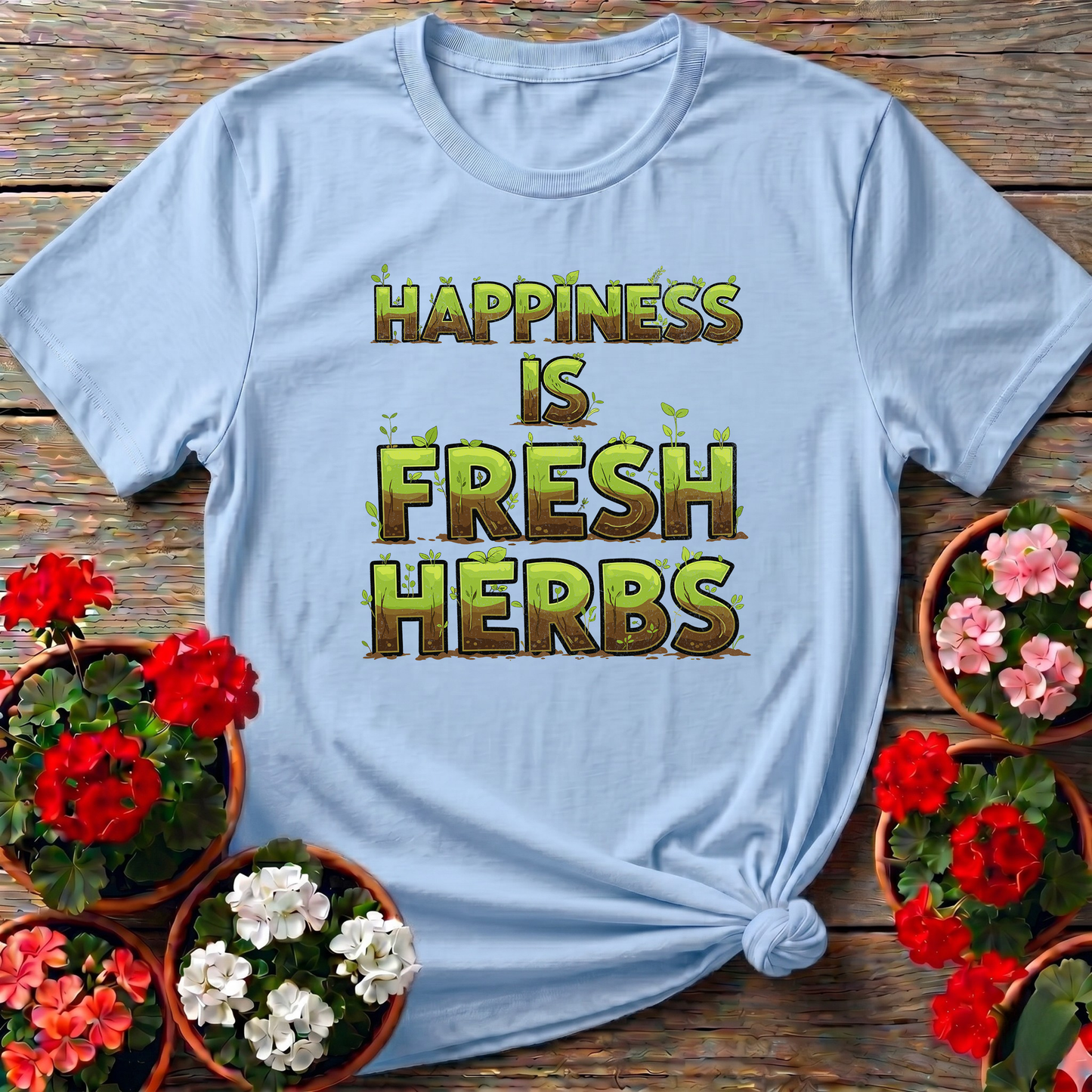 Happiness Is Fresh Herbs Kitchen Herb Grower Tee