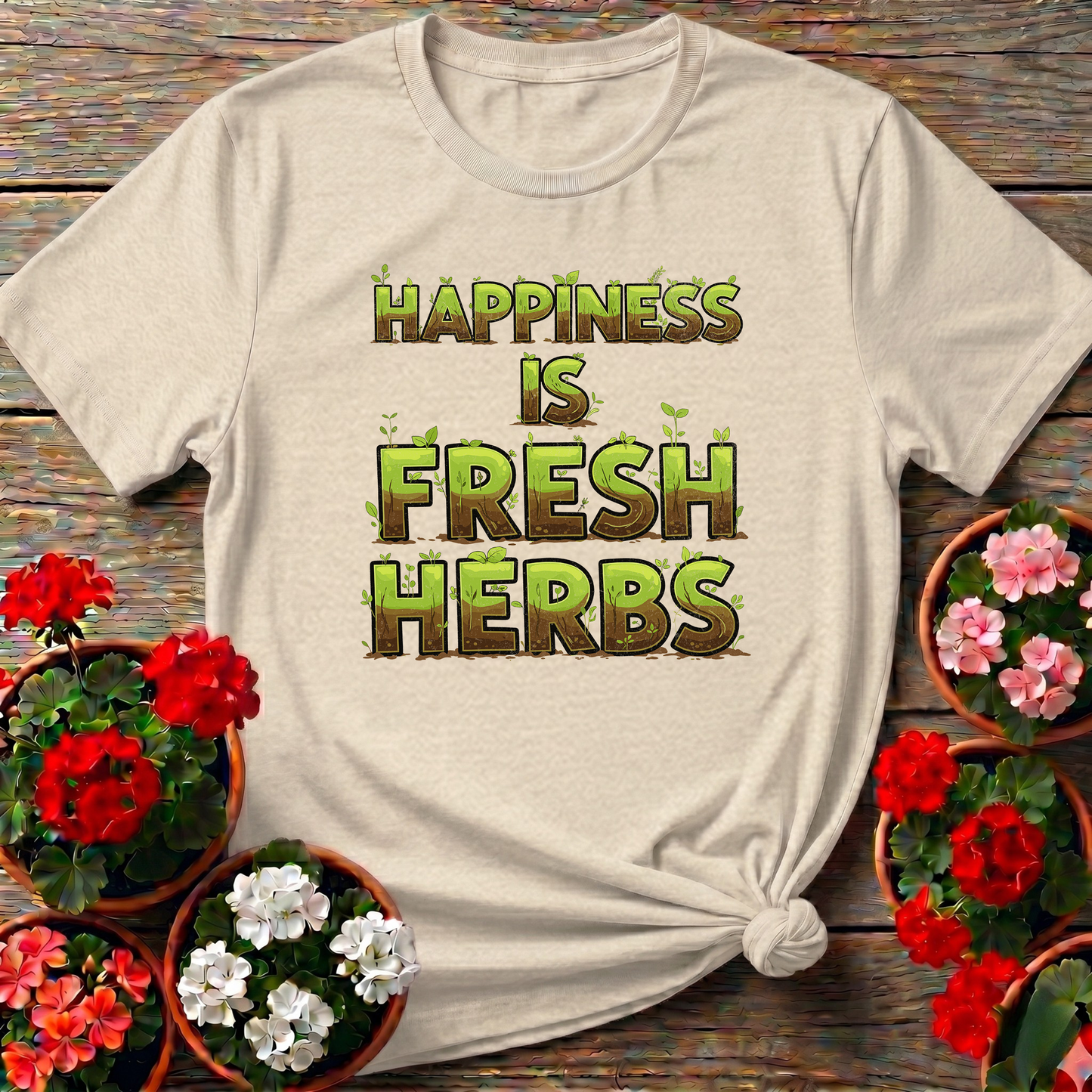 Happiness Is Fresh Herbs Kitchen Herb Grower Tee