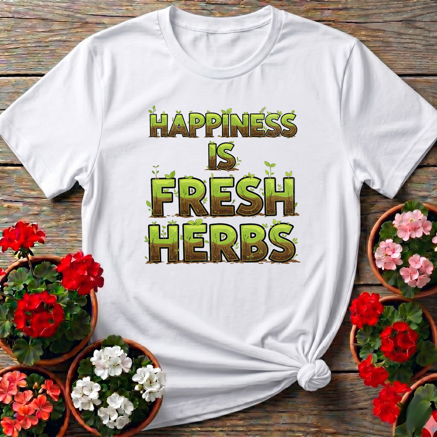 Happiness Is Fresh Herbs Kitchen Herb Grower Tee