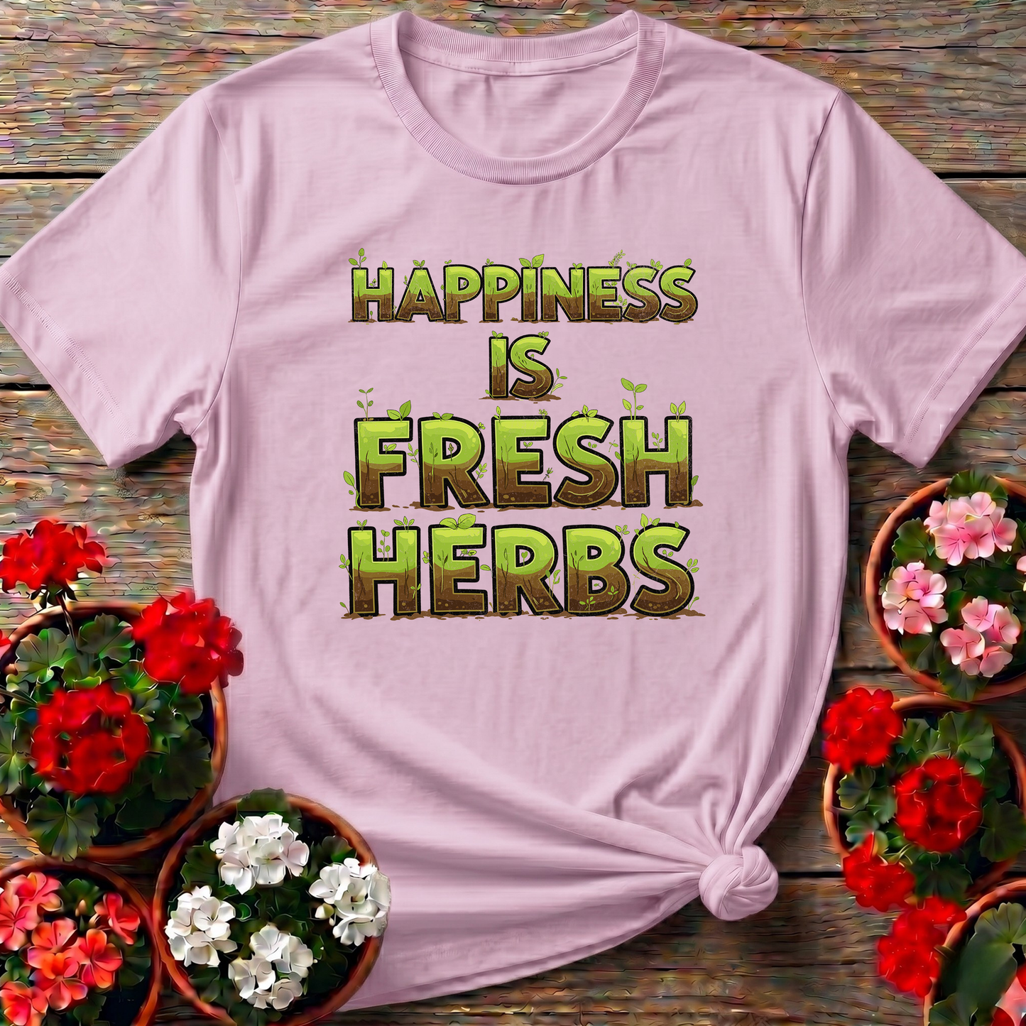 Happiness Is Fresh Herbs Kitchen Herb Grower Tee