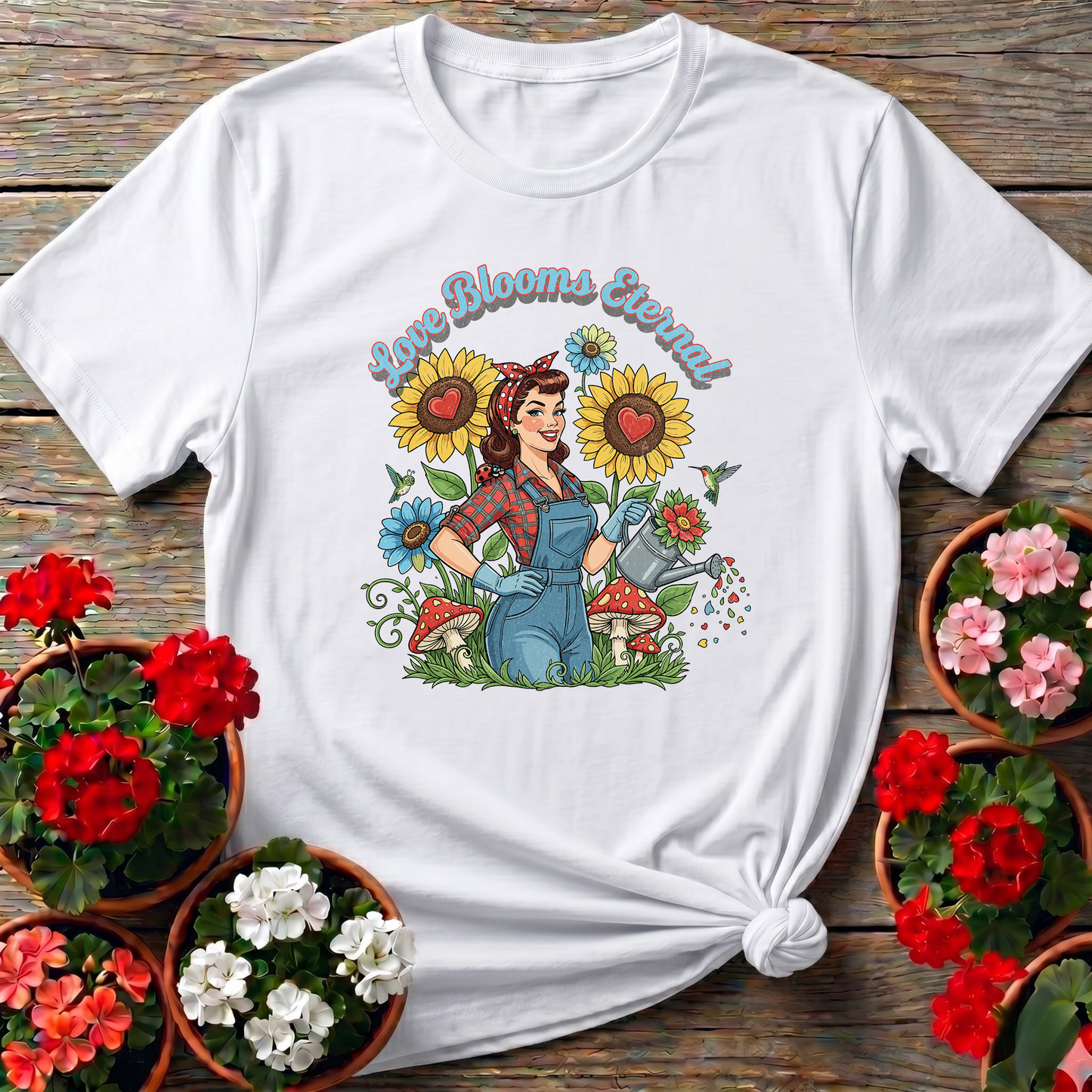 Love Blooms Eternal Retro Pin-up Gardener Tee