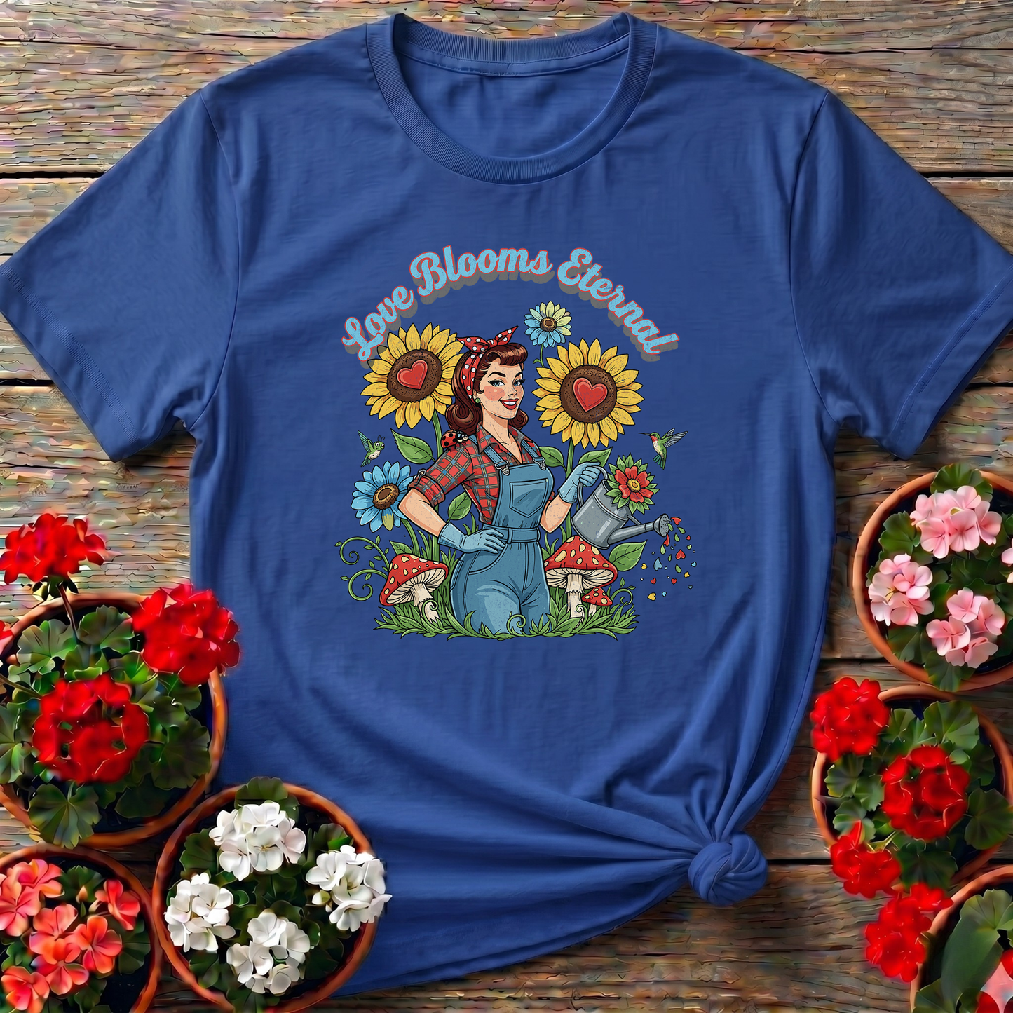 Love Blooms Eternal Retro Pin-up Gardener Tee