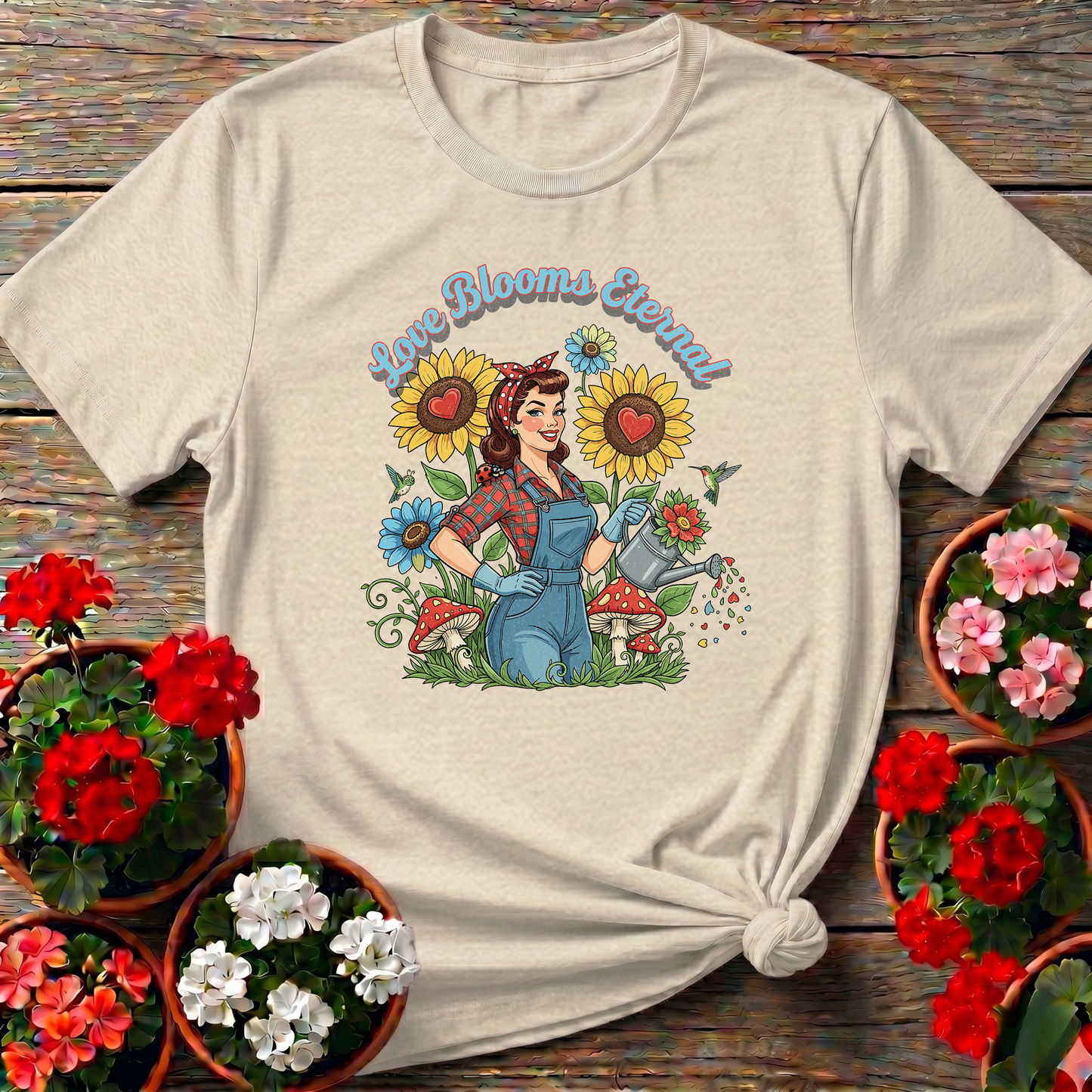 Love Blooms Eternal Retro Pin-up Gardener Tee