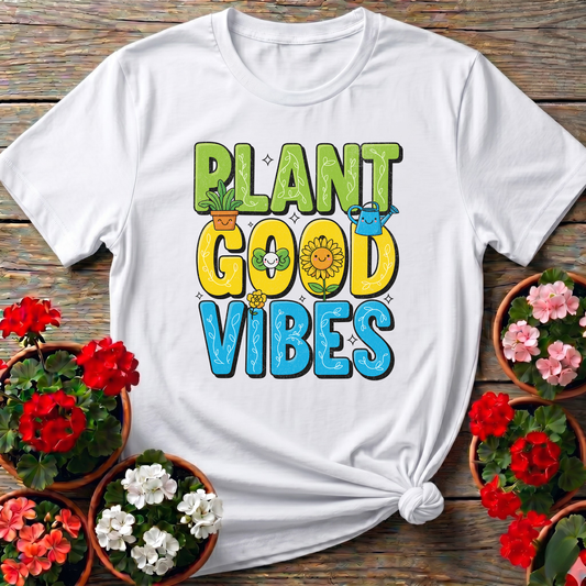 Plant Good Vibes Kawaii Sunflower Garden Tshirt
