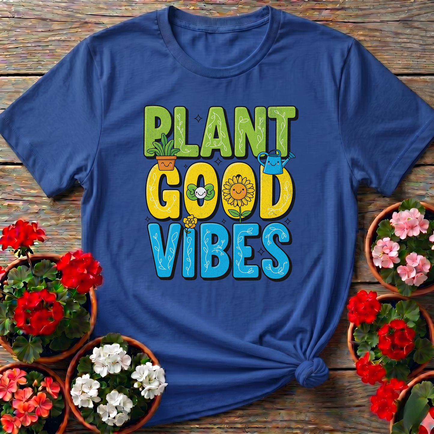 Plant Good Vibes Kawaii Sunflower Garden Tshirt