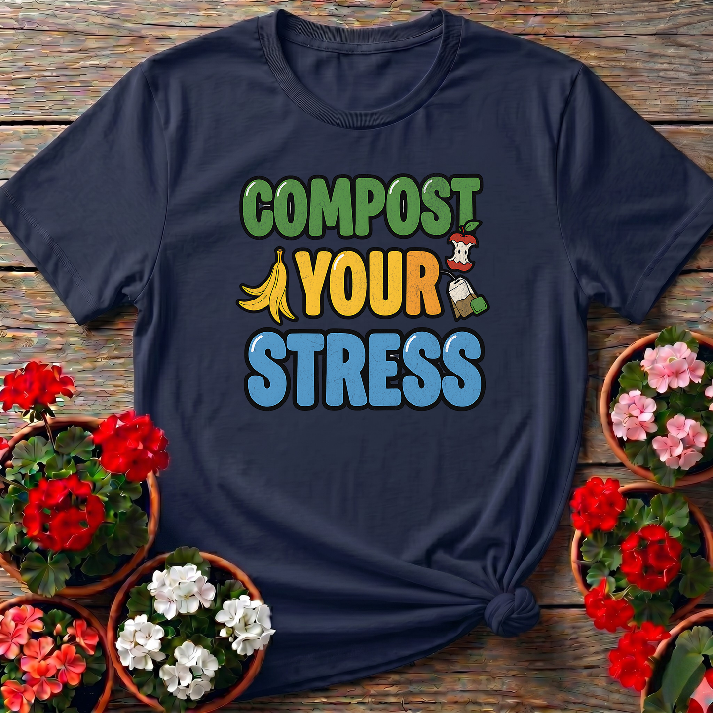 Compost Your Stress Funny Positive Garden Tee