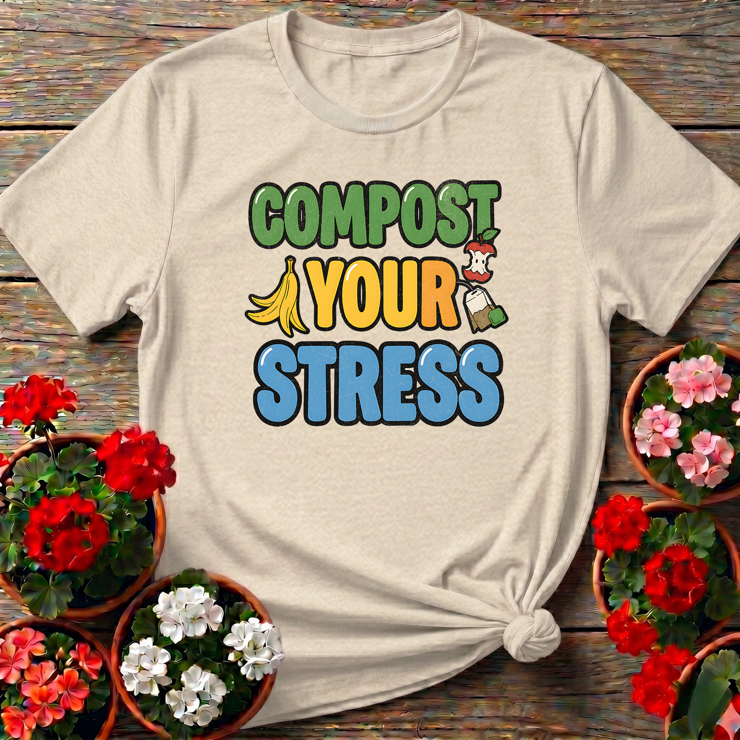 Compost Your Stress Funny Positive Garden Tee