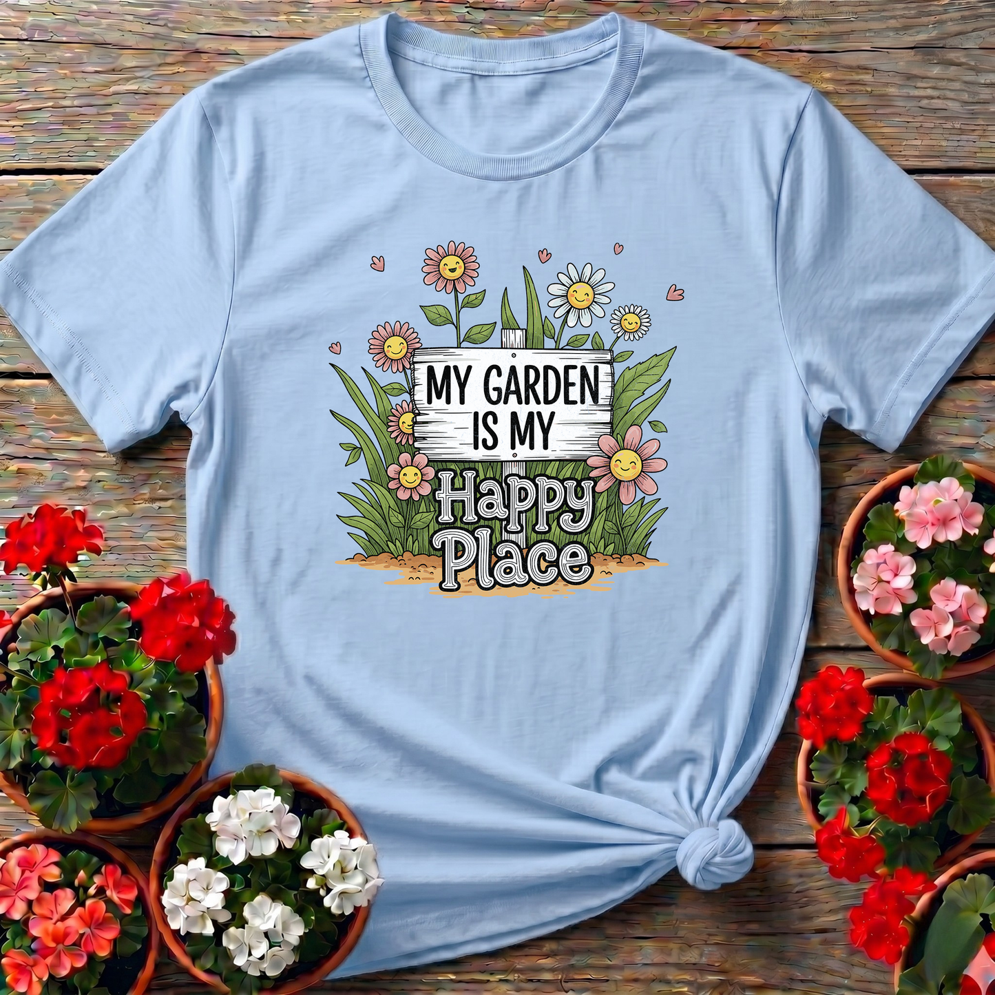 My Garden Is My Happy Place Whimsical Garden T-shirt