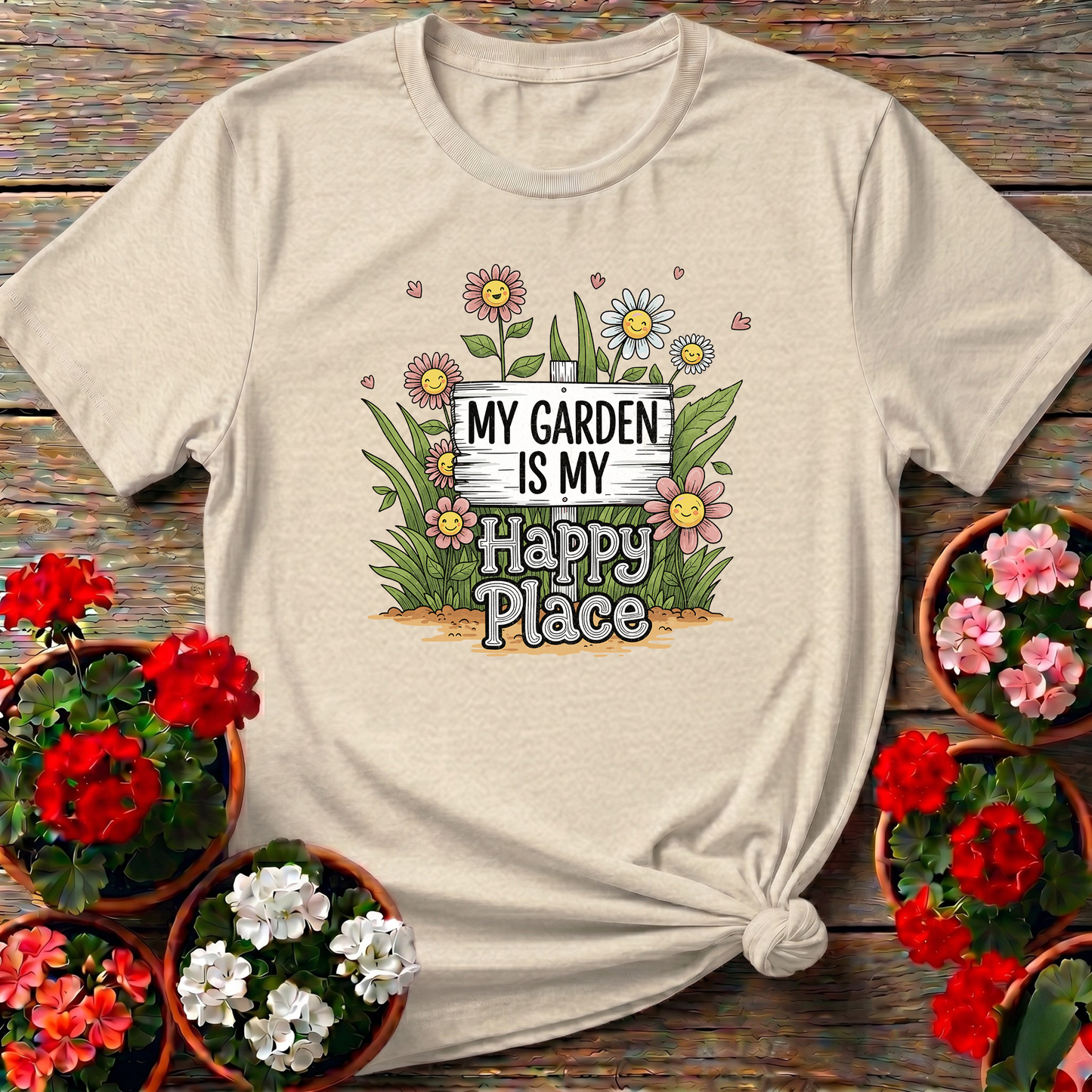 My Garden Is My Happy Place Whimsical Garden T-shirt