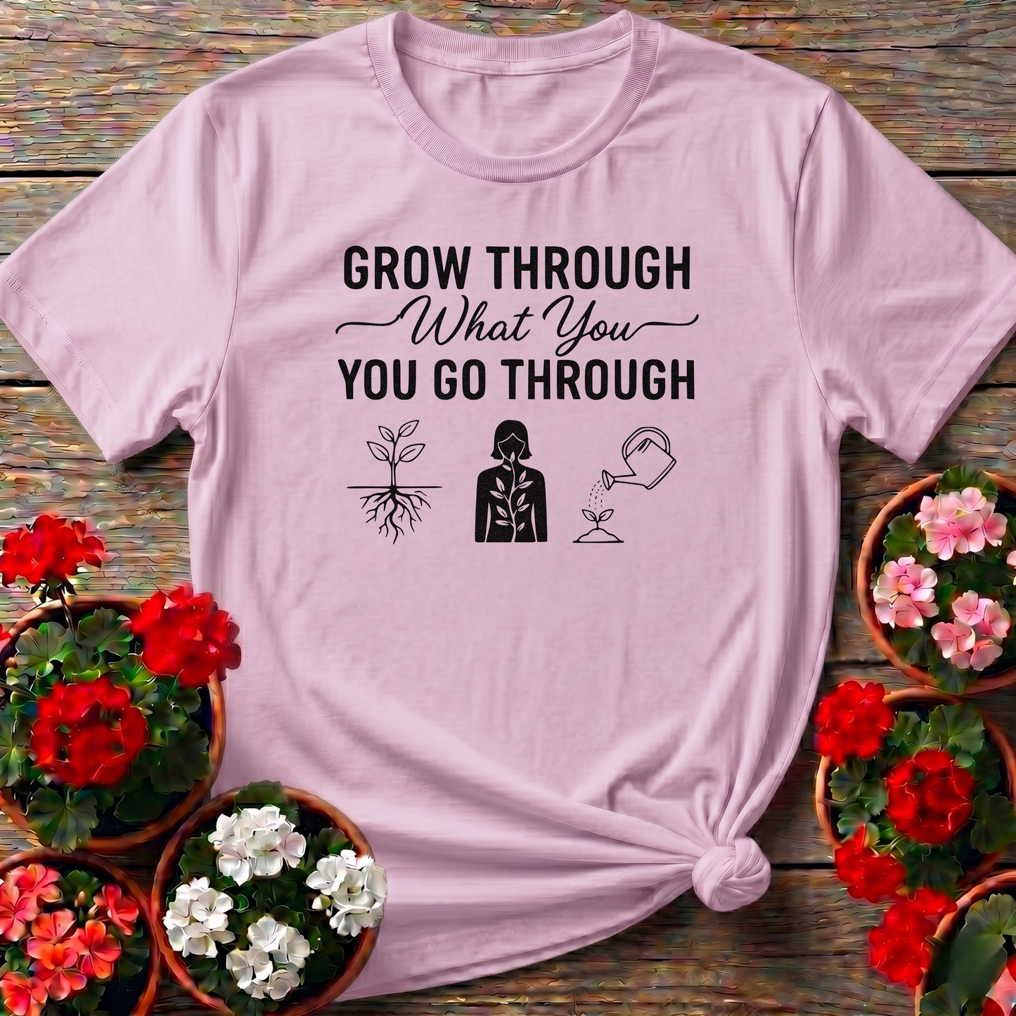Grow Through What You Go Through Inspirational Tee