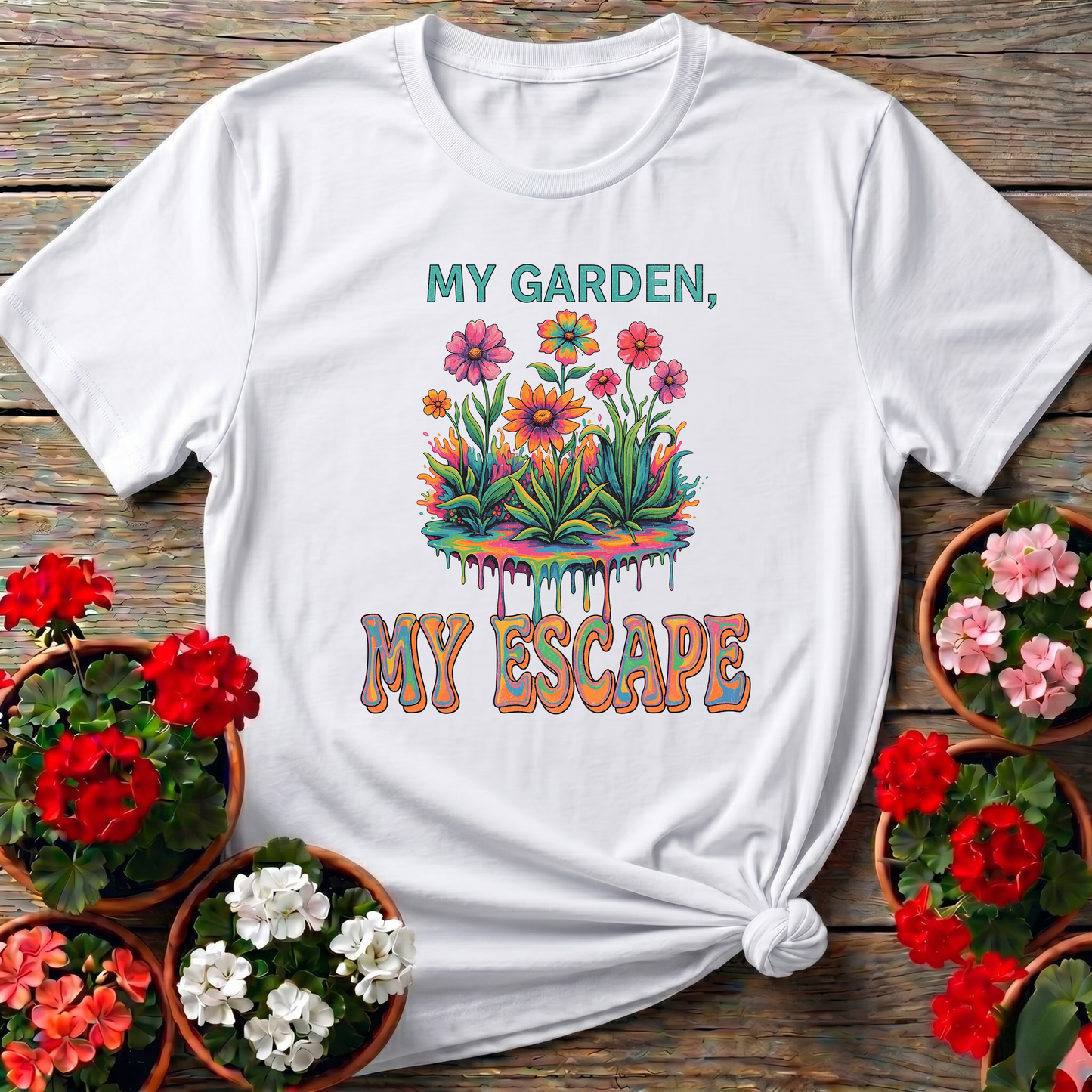 My Garden My Escape Psychedelic Groovy Sanctuary TShirt