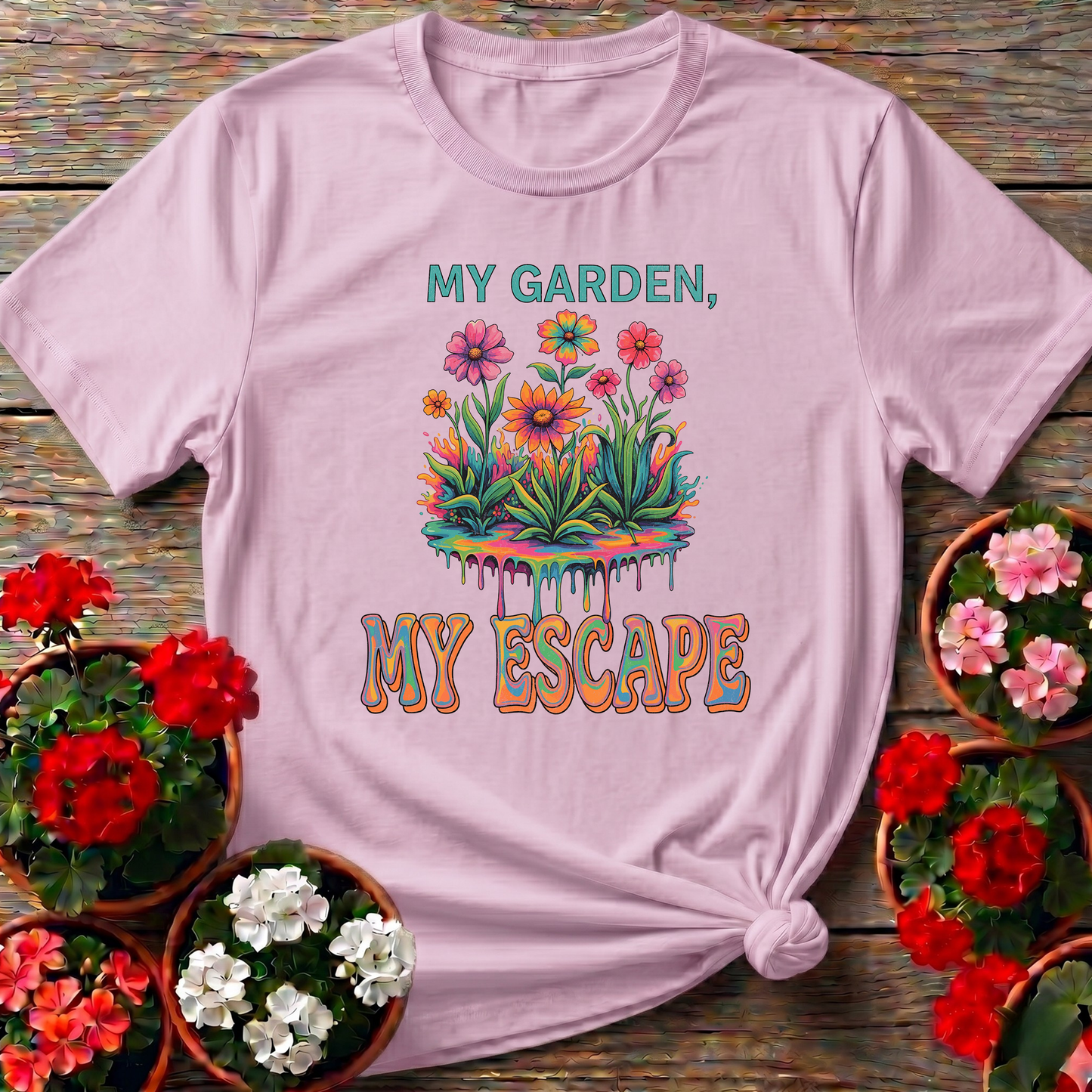 My Garden My Escape Psychedelic Groovy Sanctuary TShirt