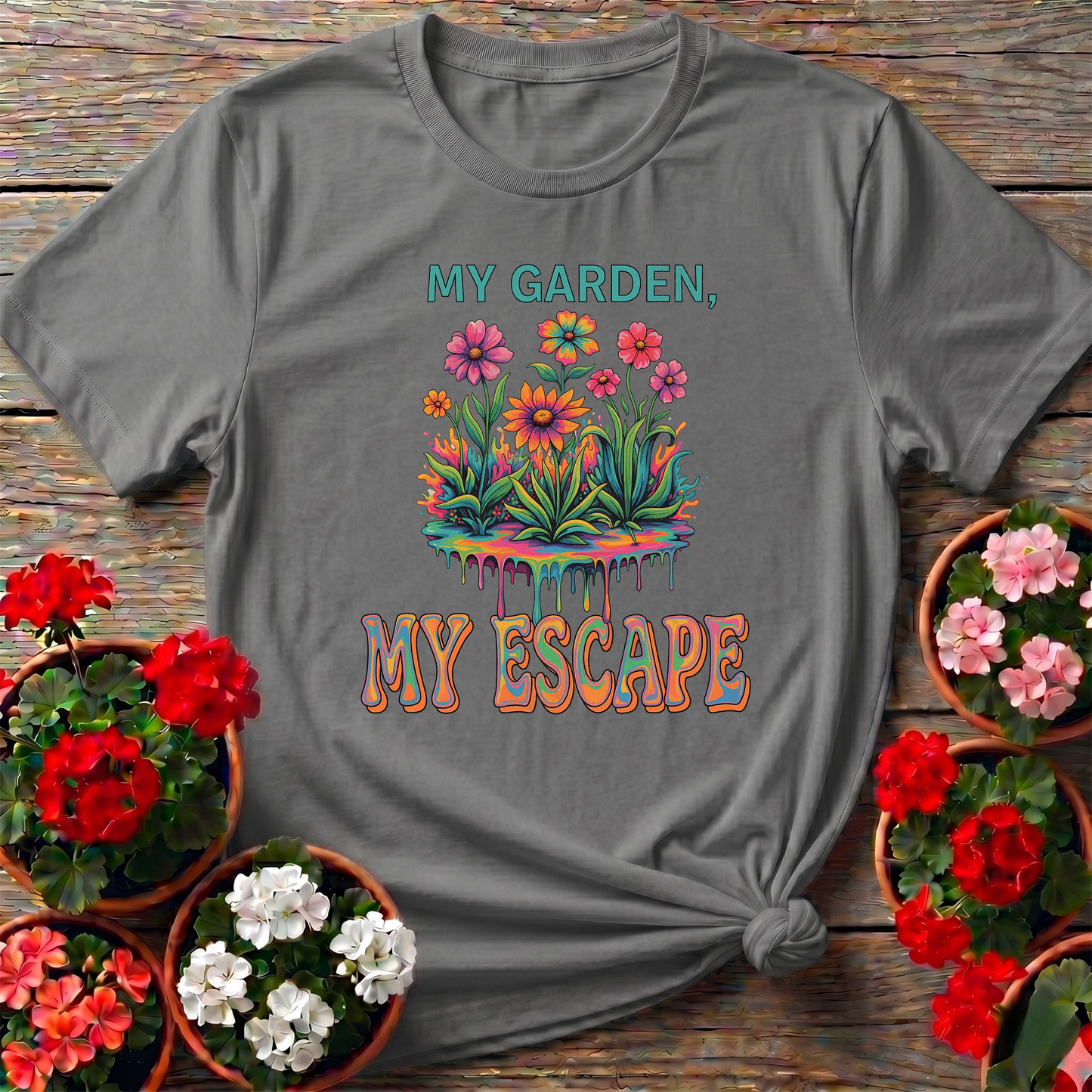 My Garden My Escape Psychedelic Groovy Sanctuary TShirt