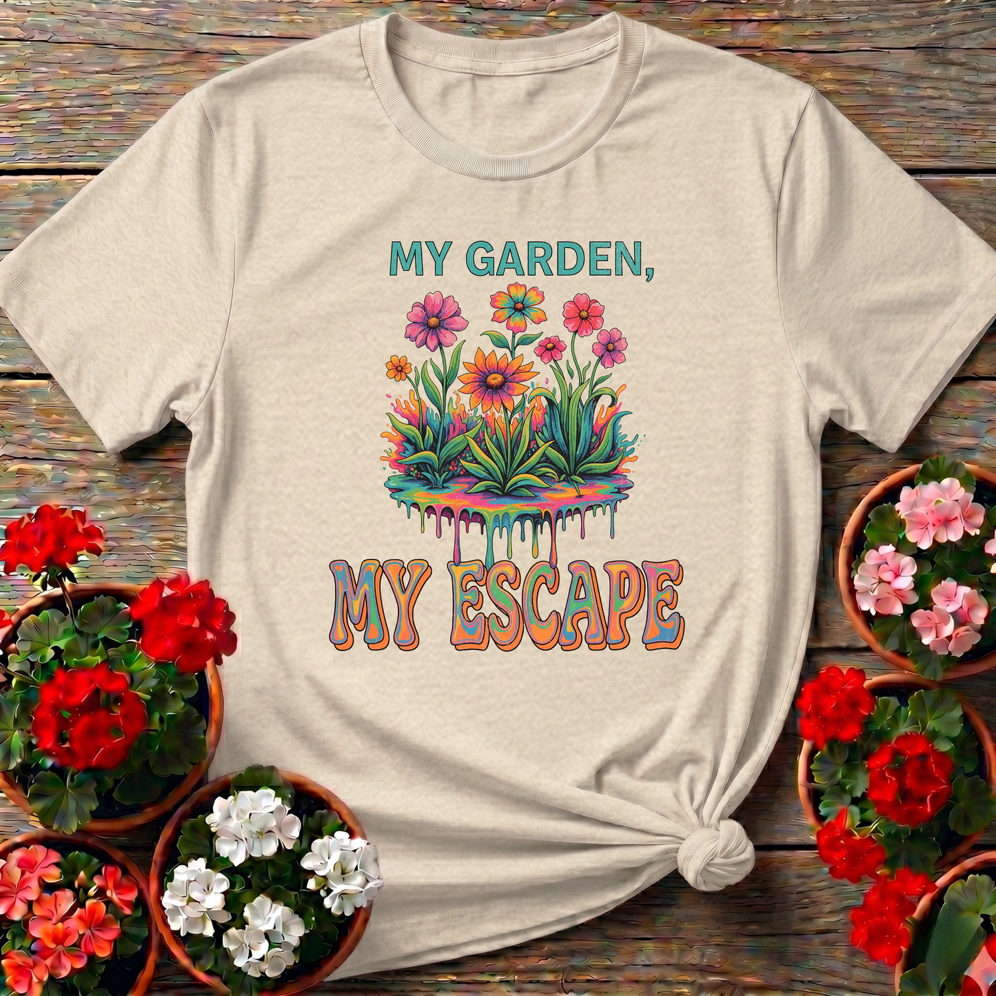 My Garden My Escape Psychedelic Groovy Sanctuary TShirt
