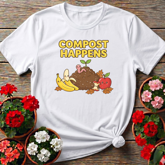 Compost Happens Funny Cute Botanical T-Shirt