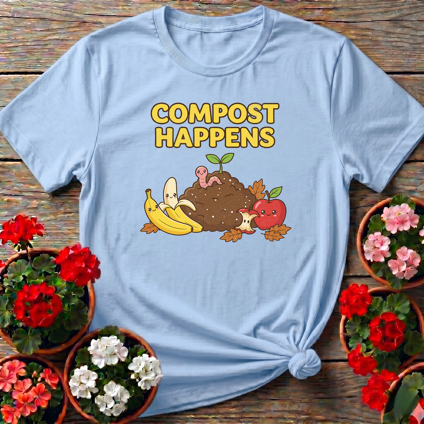 Compost Happens Funny Cute Botanical T-Shirt