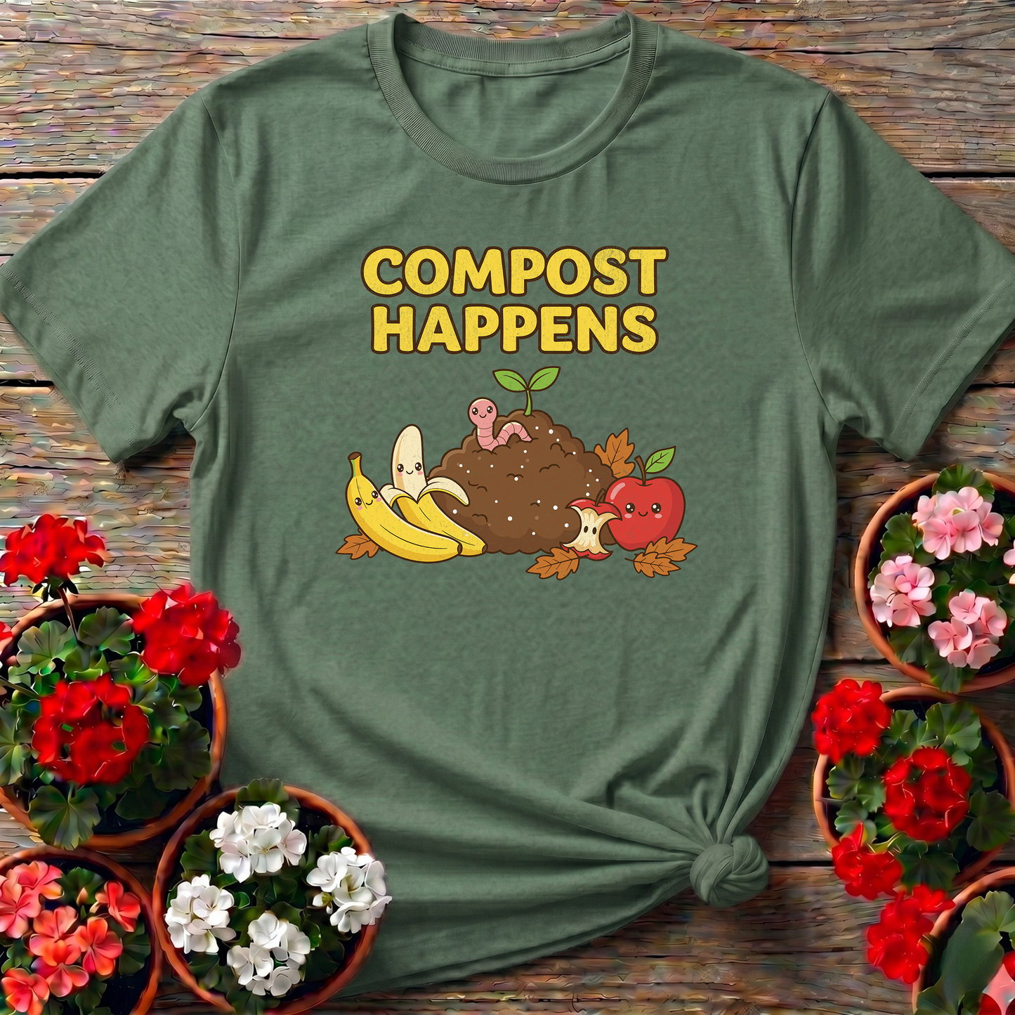 Compost Happens Funny Cute Botanical T-Shirt