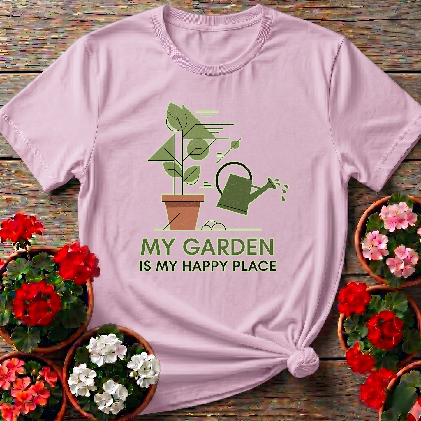 My Garden Is My Happy Place Minimalist Botanical Tee