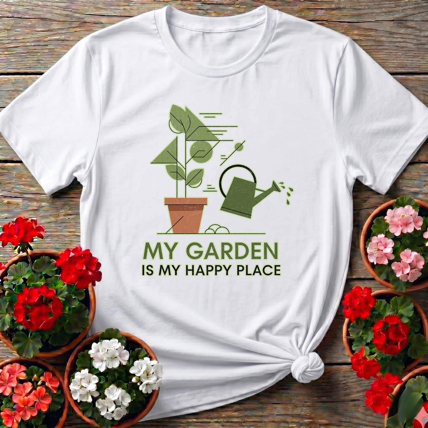 My Garden Is My Happy Place Minimalist Botanical Tee