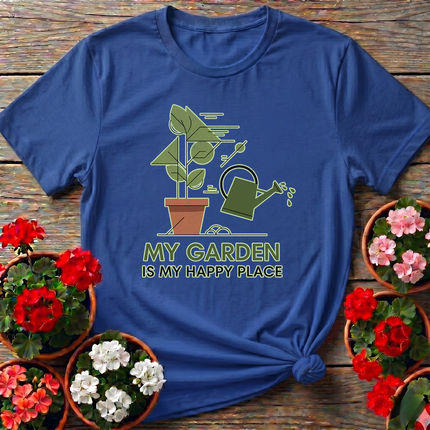 My Garden Is My Happy Place Minimalist Botanical Tee