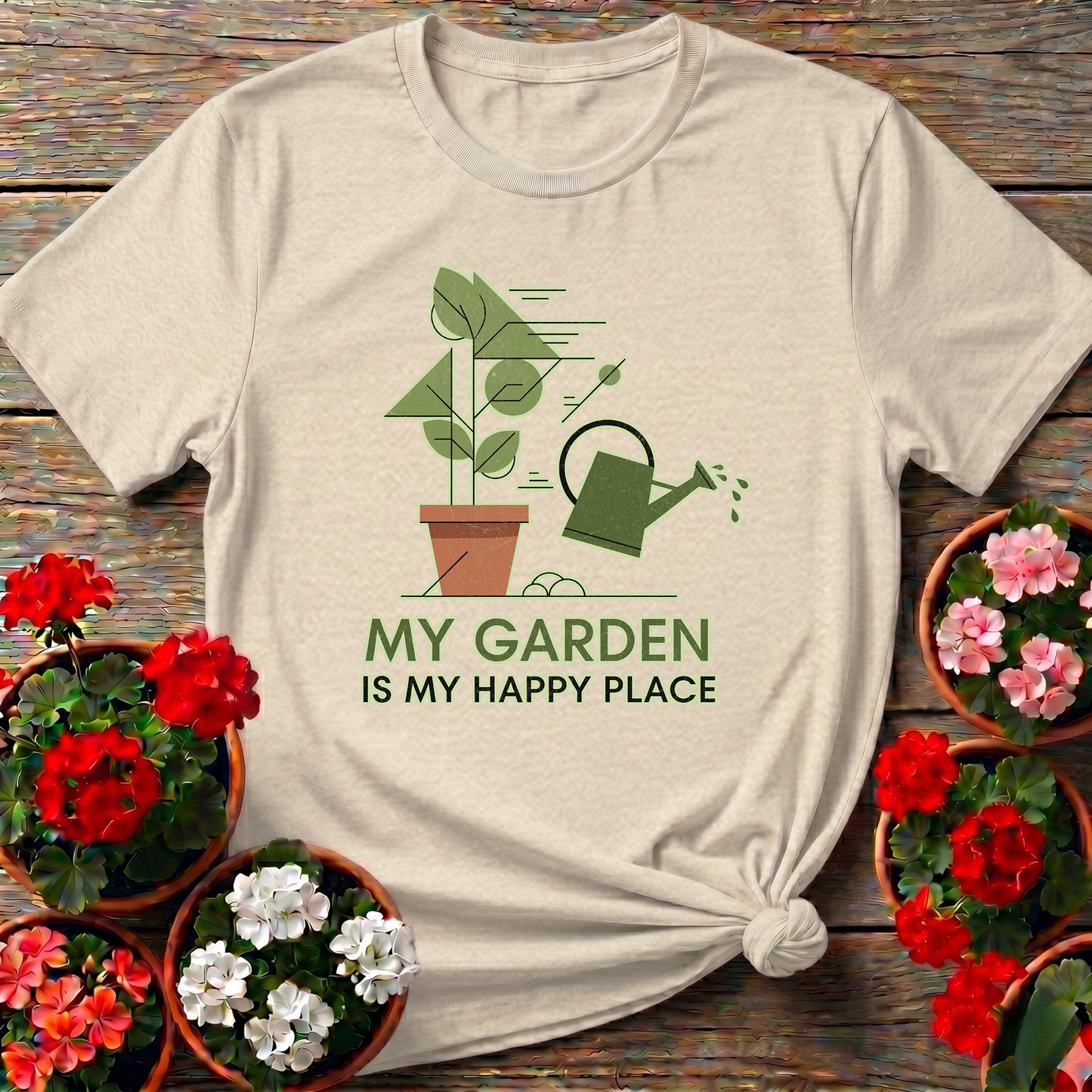 My Garden Is My Happy Place Minimalist Botanical Tee