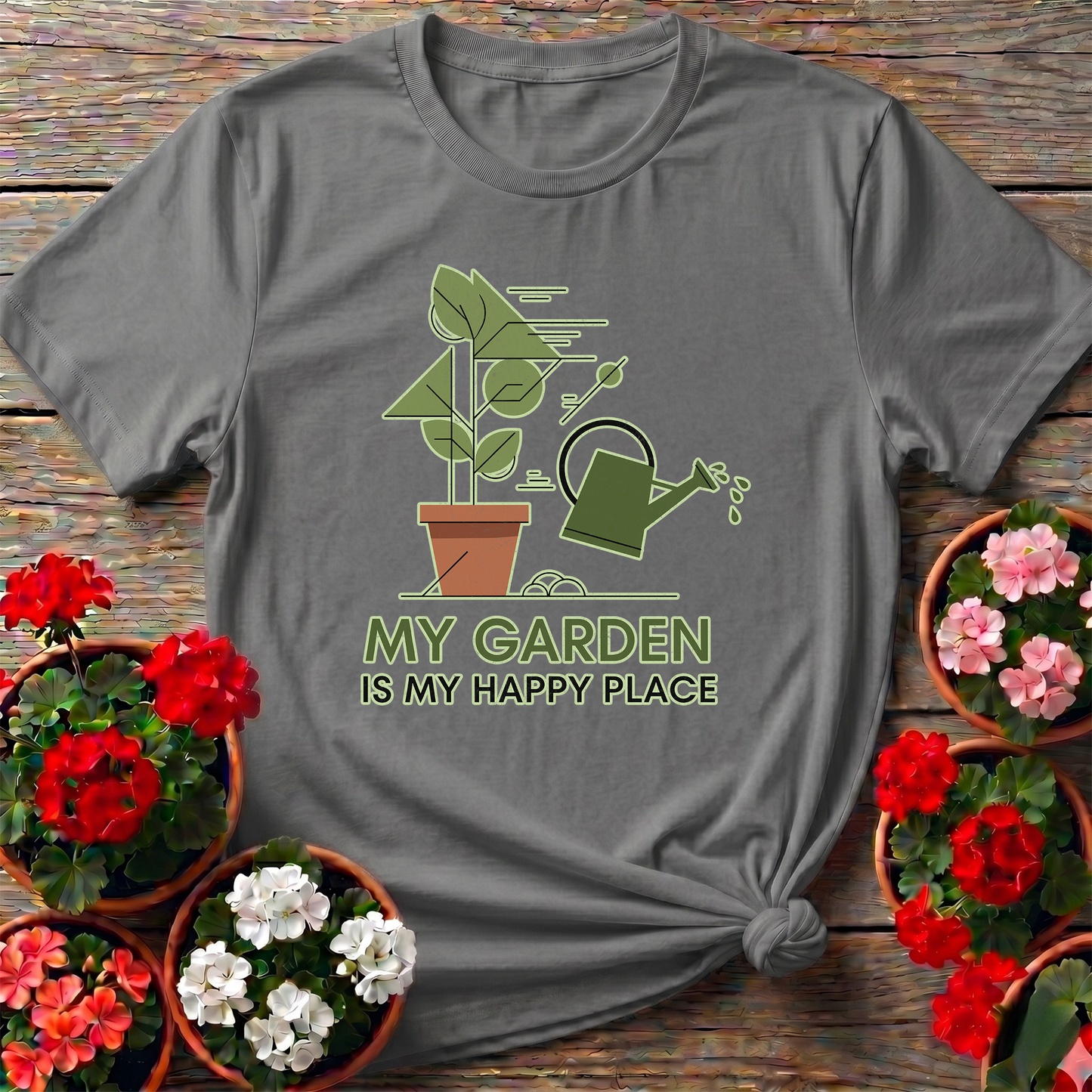 My Garden Is My Happy Place Minimalist Botanical Tee