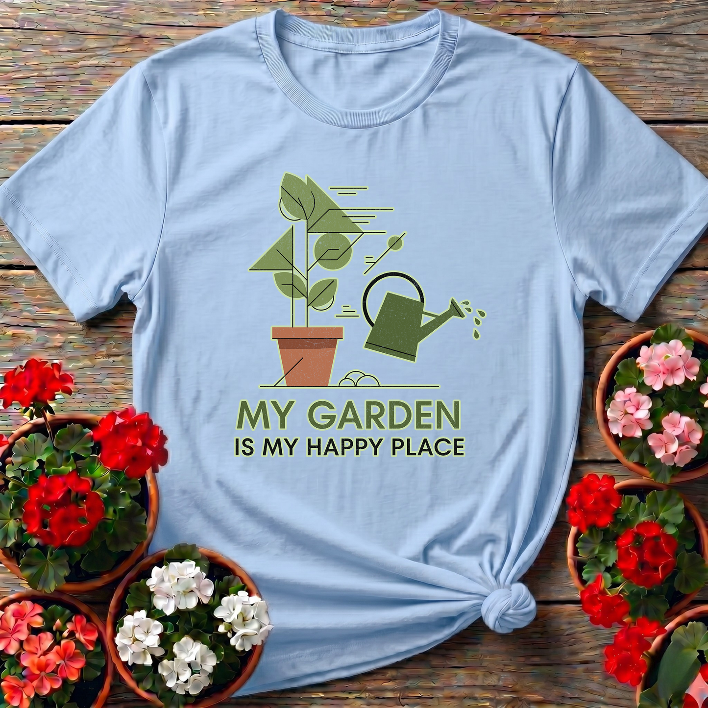 My Garden Is My Happy Place Minimalist Botanical Tee