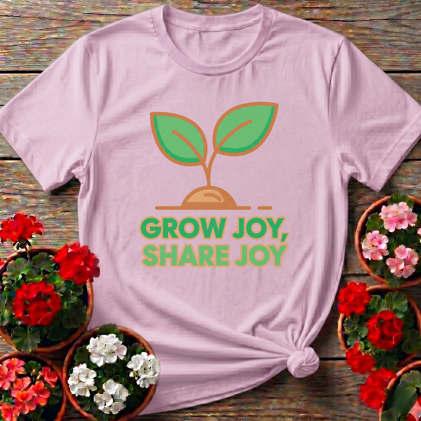 "Grow Joy, Share Joy" Inspirational Garden T Shirt