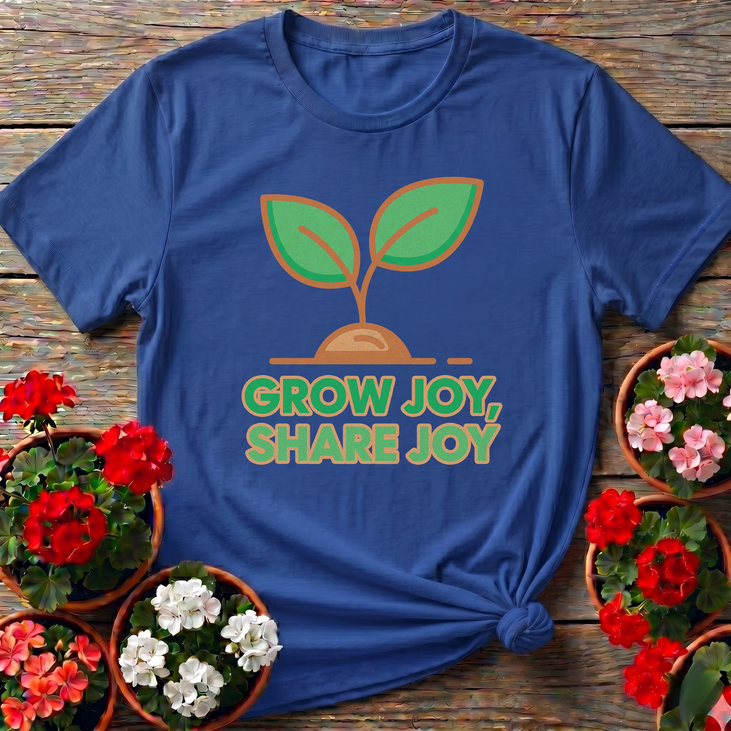 "Grow Joy, Share Joy" Inspirational Garden T Shirt