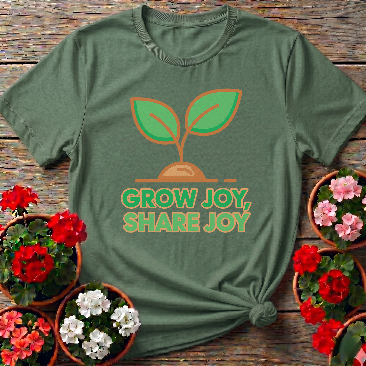 "Grow Joy, Share Joy" Inspirational Garden T Shirt